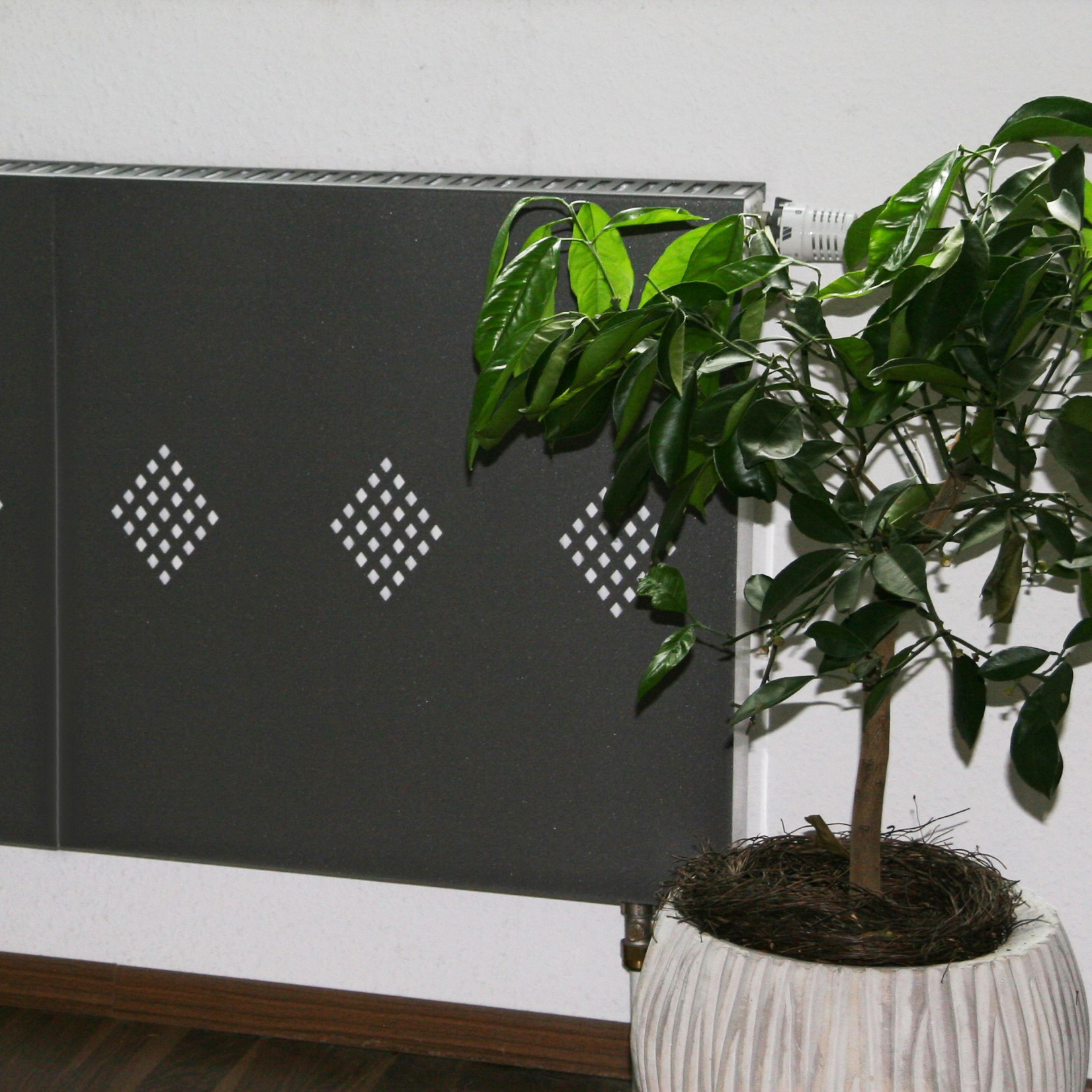 Heizkörperverkleidung 60 x 60cm Design Raute antharzit (SET= 2 Stück) SZAGATO Heizungsverkleidung Verkleidung Heizkörper Abdeckung für Heizkörper