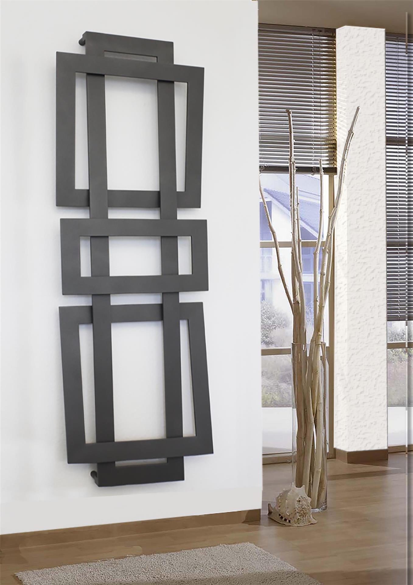 BADHEIZKÖRPER Design ART II (breite Version) 180x60cm 1019 Watt anthrazit moonstone SZAGATO Handtuchheizkörper mit Mittelanschluss Handtuchwärmer