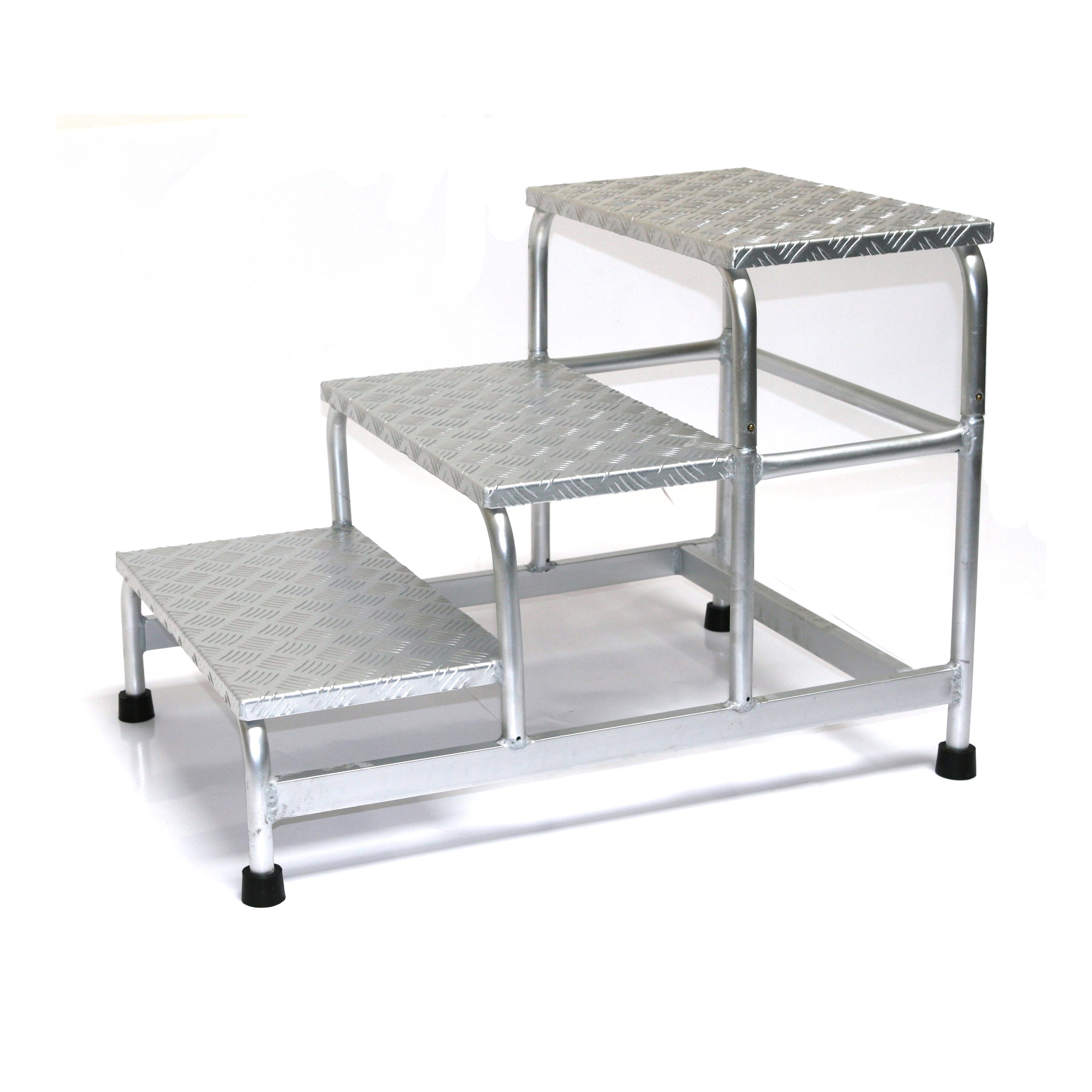 Podesttreppe ALU 3-stufig HxBxT 58x61x89cm SZAGATO mobiler Montagetritt ALU Montagetritte mit Plattform Stufentritt tragbare Treppe Treppenleiter