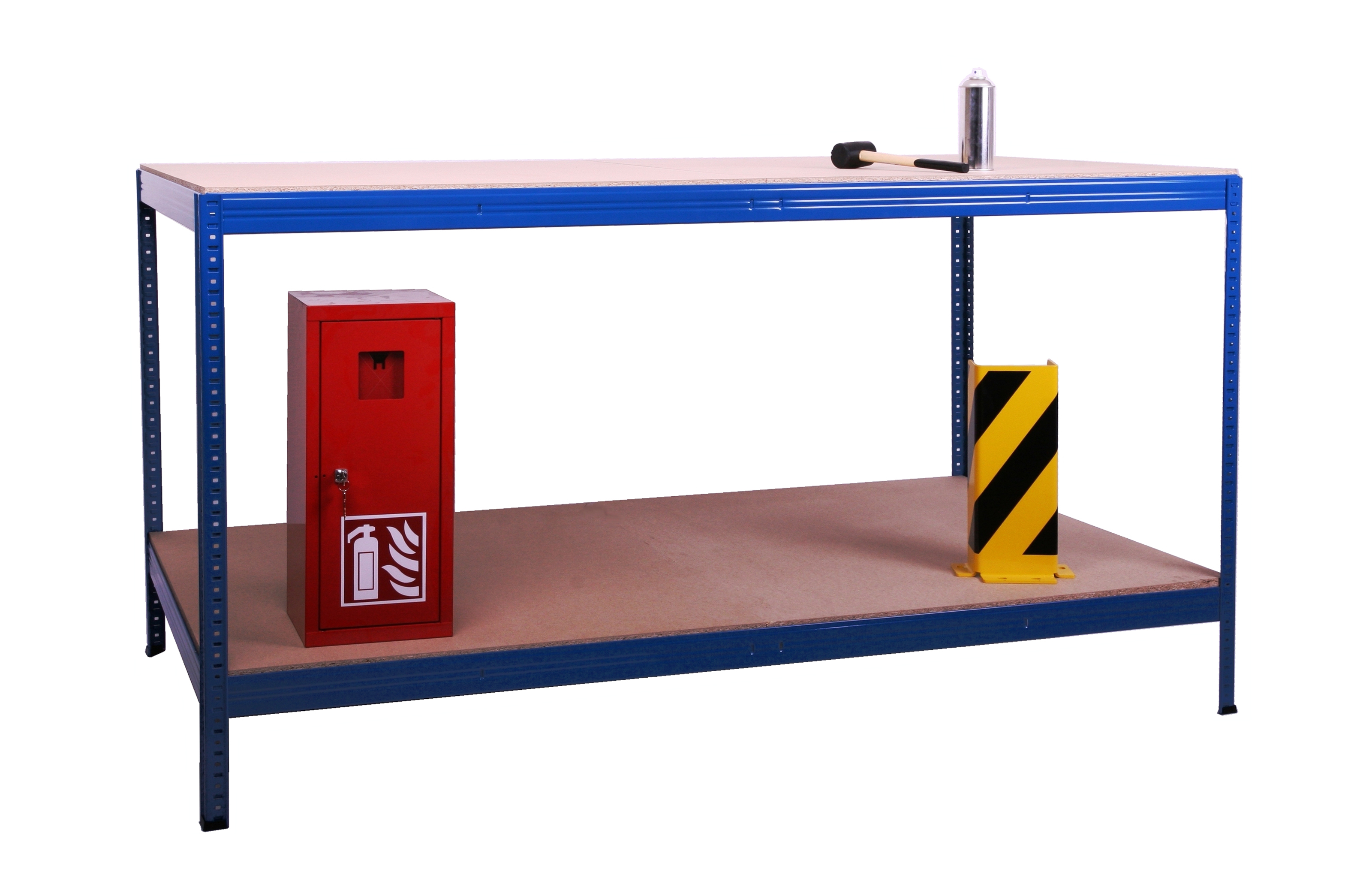 Werkbank Verpackungstisch 350 kg Profi 100x150x80cm 2 Böden blau SZAGATO Werkbank als Regal Werkbänk Metallregal Fachbodenregal Regalsystem