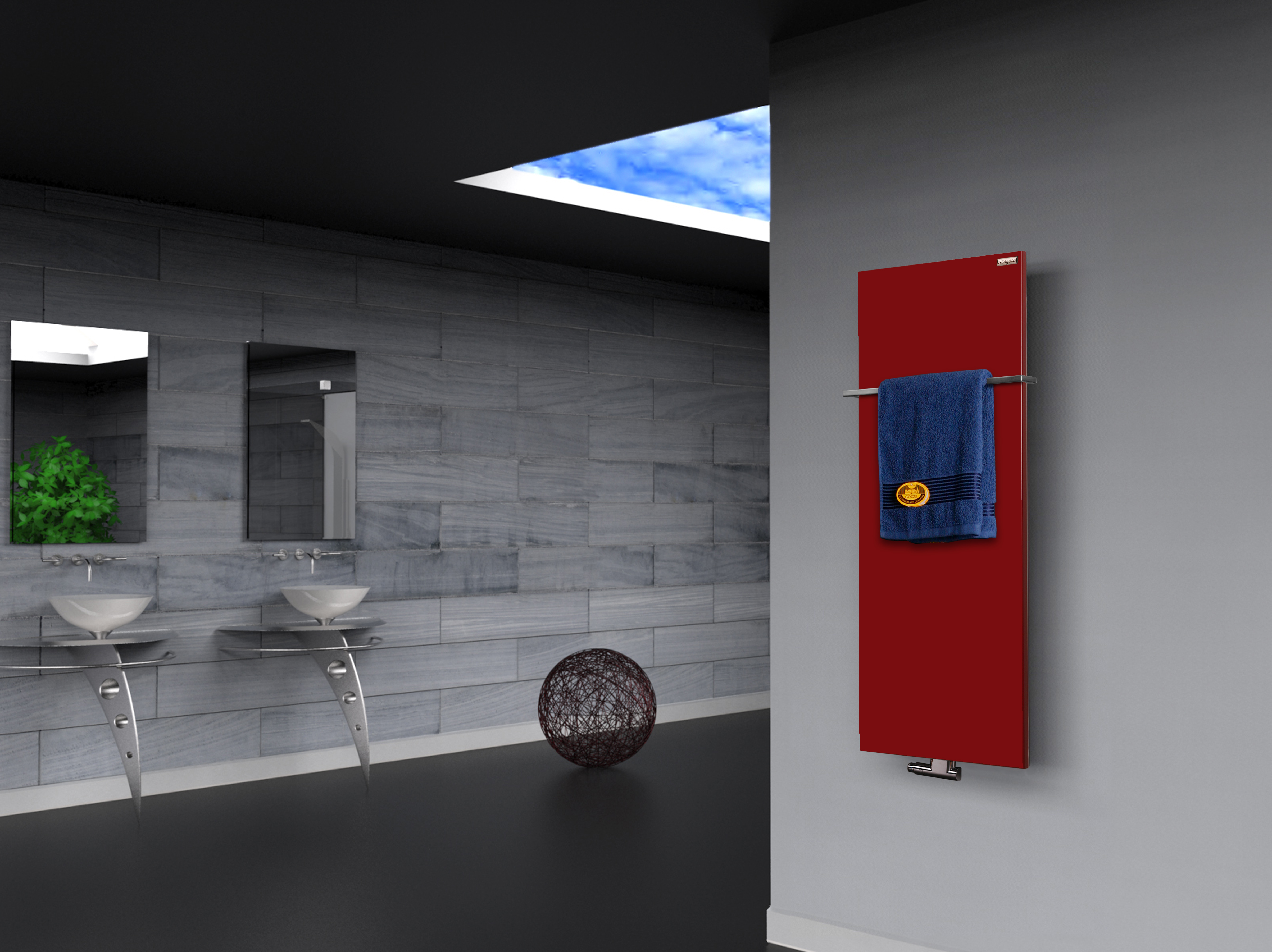 BADHEIZKÖRPER Design Mirror Steel 2 120x47cm 799 Watt rot (+1 Halter 15mm) SZAGATO Designheizkörper Handtuchheizkörper Mittelanschluss Handtuchwärmer