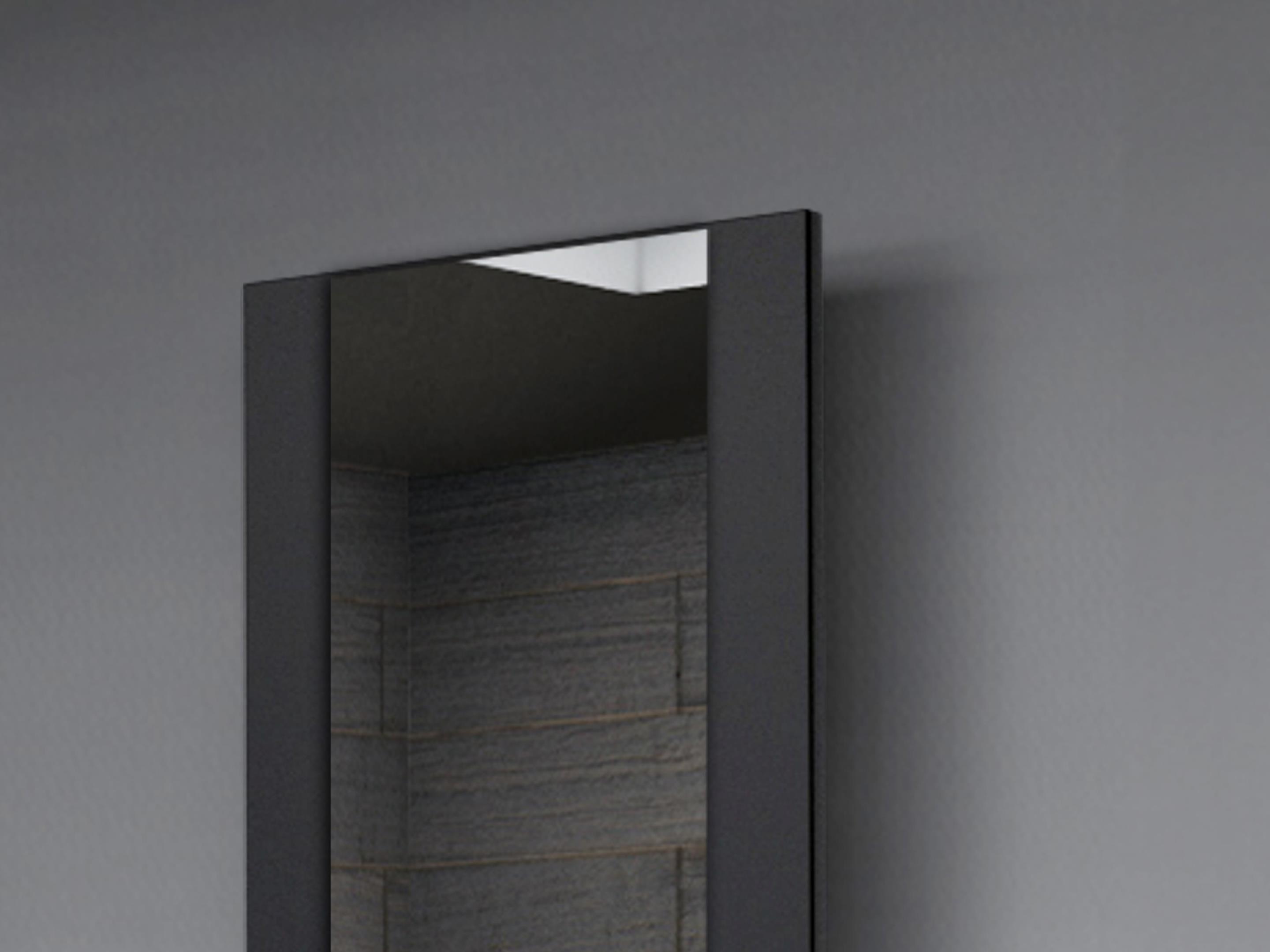 BADHEIZKÖRPER mit Spiegel Design Singapur 2 120x47cm 799 Watt schwarz SZAGATO Designheizkörper Handtuchheizkörper mit Mittelanschluss Handtuchwärmer