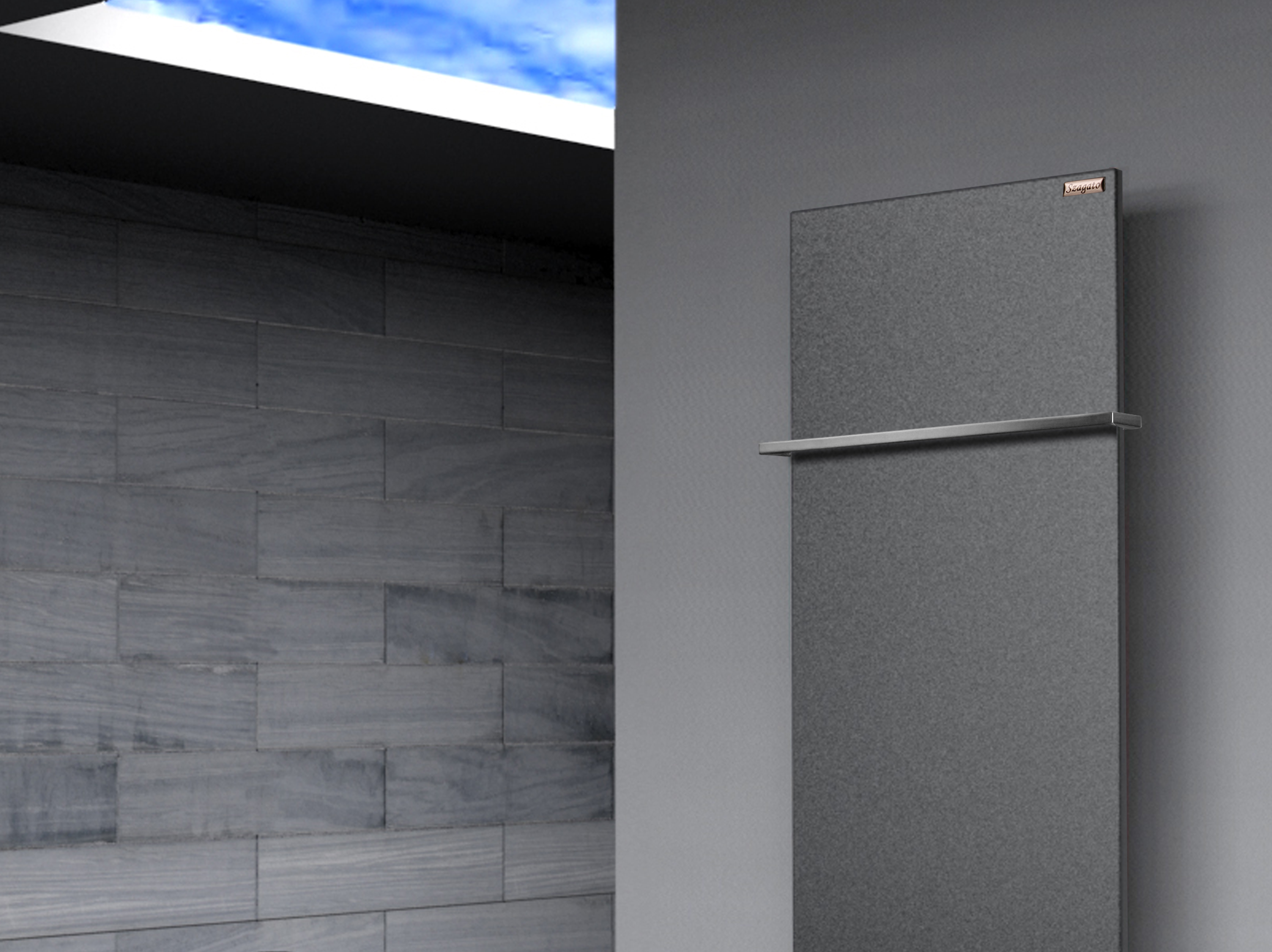 BADHEIZKÖRPER Design Mirror Steel 2 120x47cm 799 Watt anthrazit - moonstone (+1 Halter 15mm) SZAGATO Designheizkörper Mittelanschluss Handtuchwärmer