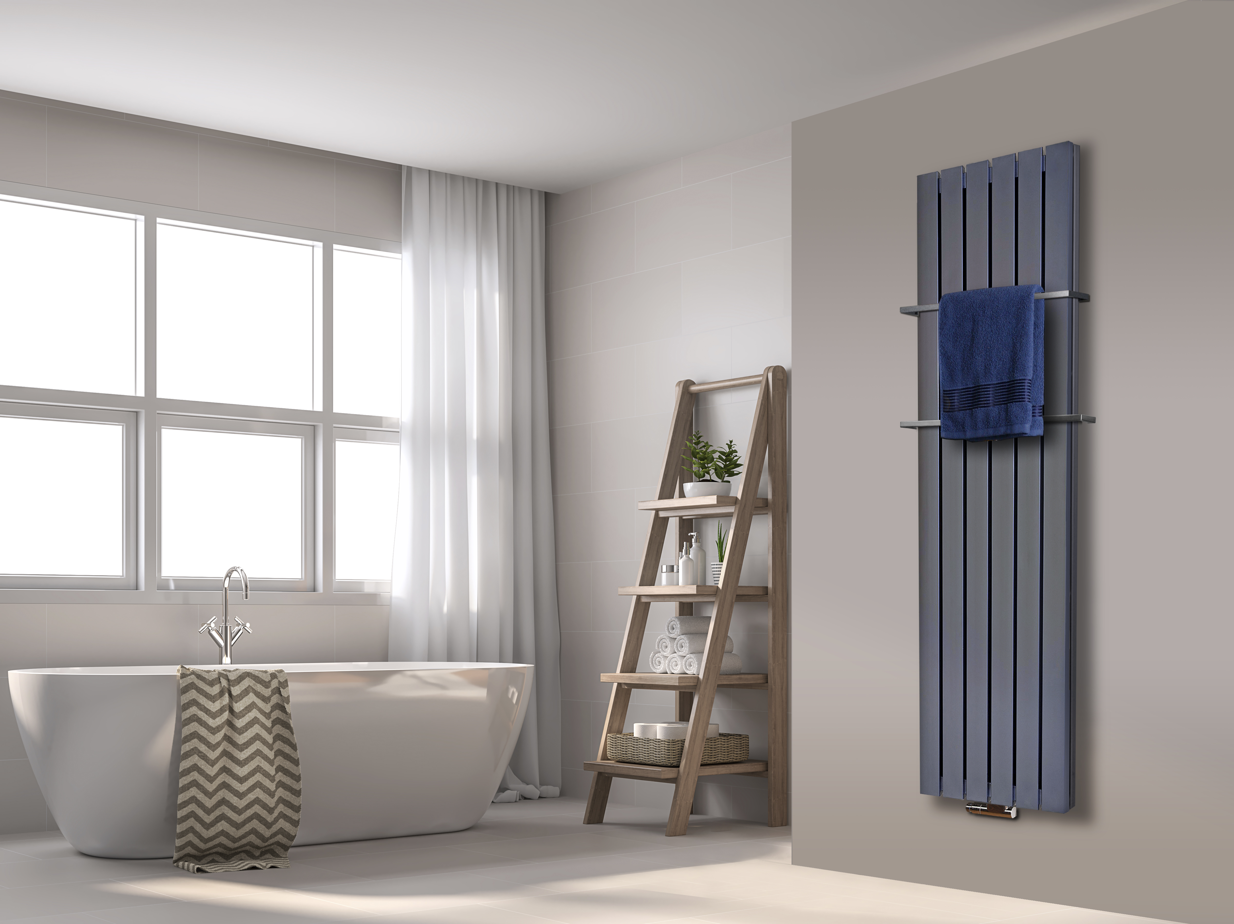 BADHEIZKÖRPER Design Peking 6 180x47cm 1964 Watt Edelstahloptik (+2 Halter 15mm) SZAGATO Handtuchheizkörper mit Mittelanschluss Handtuchwärmer