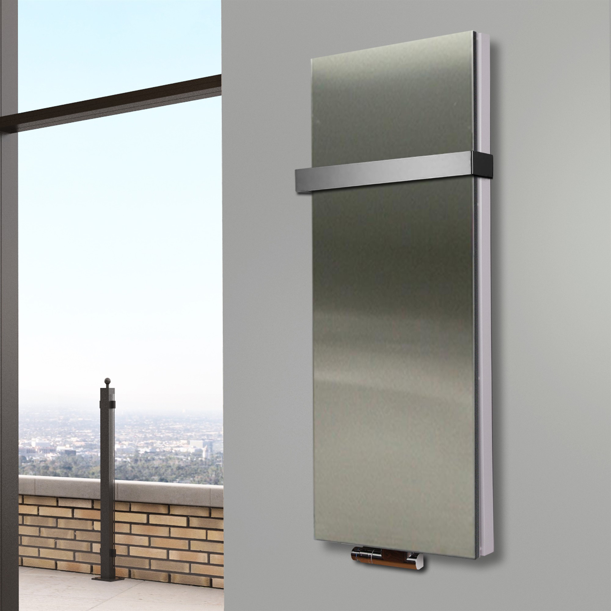 BADHEIZKÖRPER Design Mirror 5 120x47cm 1458 Watt Edelstahl matt (+1 Halter 50mm) SZAGATO Designheizkörper Handtuchheizkörper mit Mittelanschluss
