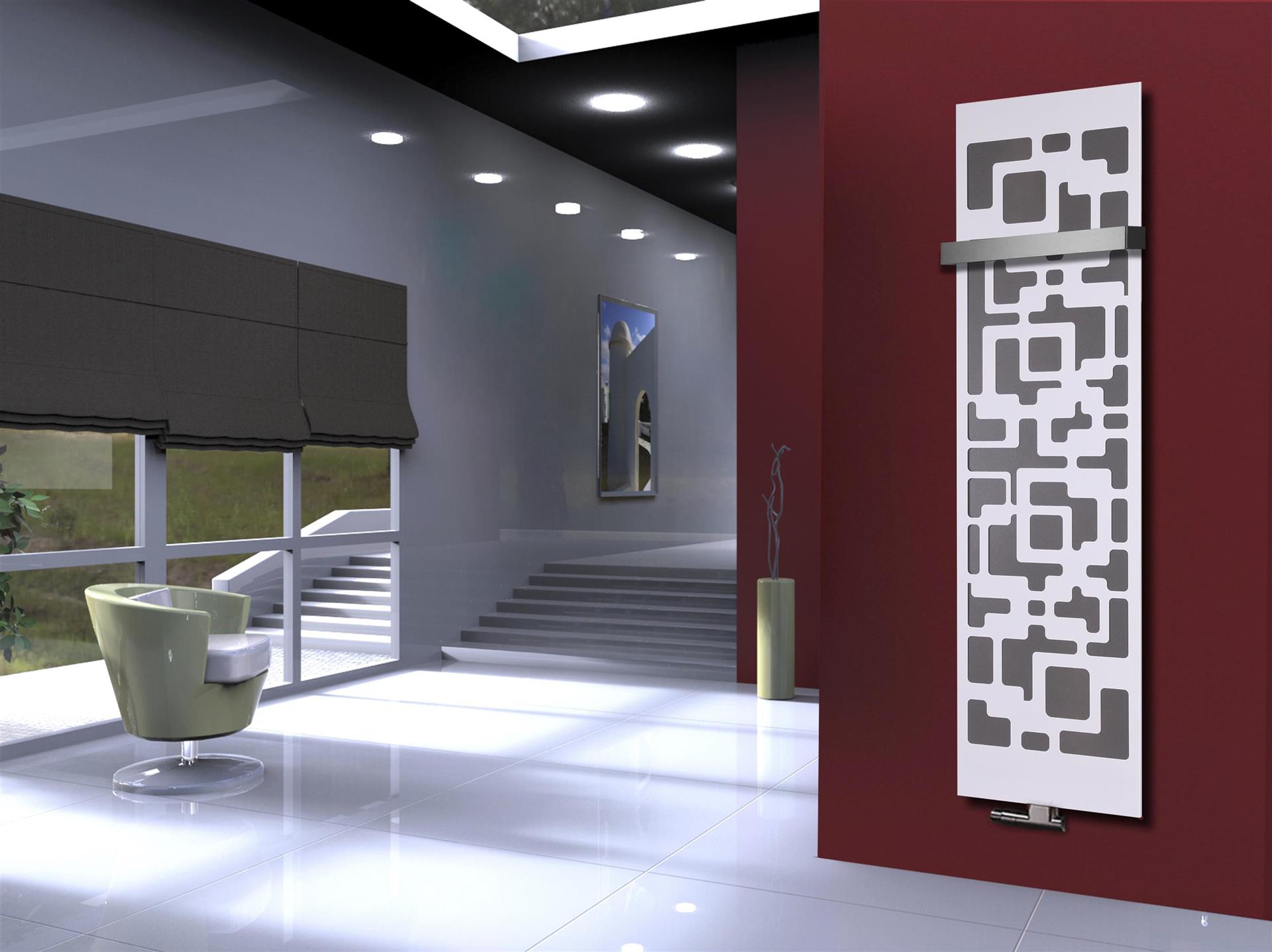 BADHEIZKÖRPER Design Downtown 3 180x47cm 1118 Watt weiß +1 Halter 50mm SZAGATO Designheizkörper Handtuchheizkörper mit Mittelanschluss Handtuchwärmer