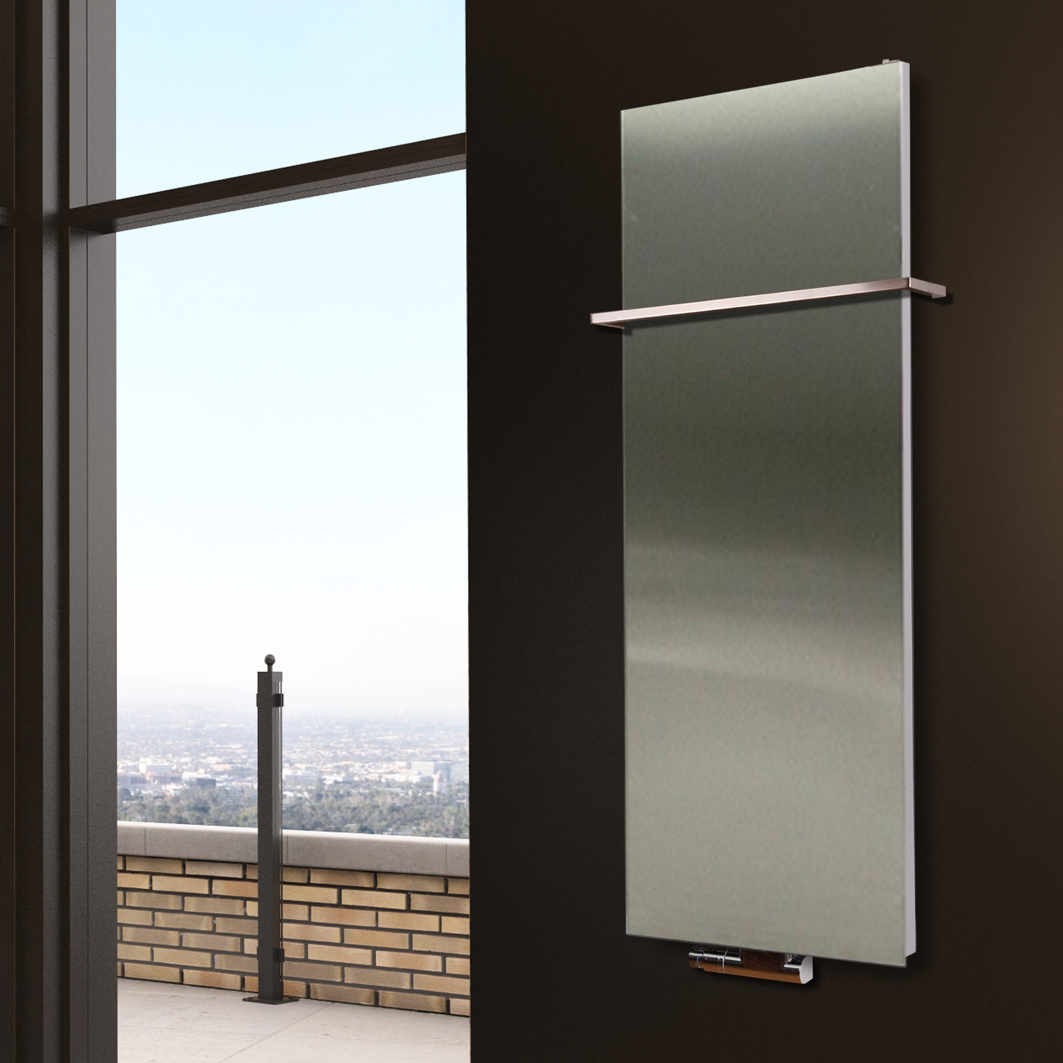 BADHEIZKÖRPER Design Mirror 2 120x47cm 799 Watt Edelstahl matt (+1 Halter 15mm) SZAGATO Designheizkörper Handtuchheizkörper mit Mittelanschluss