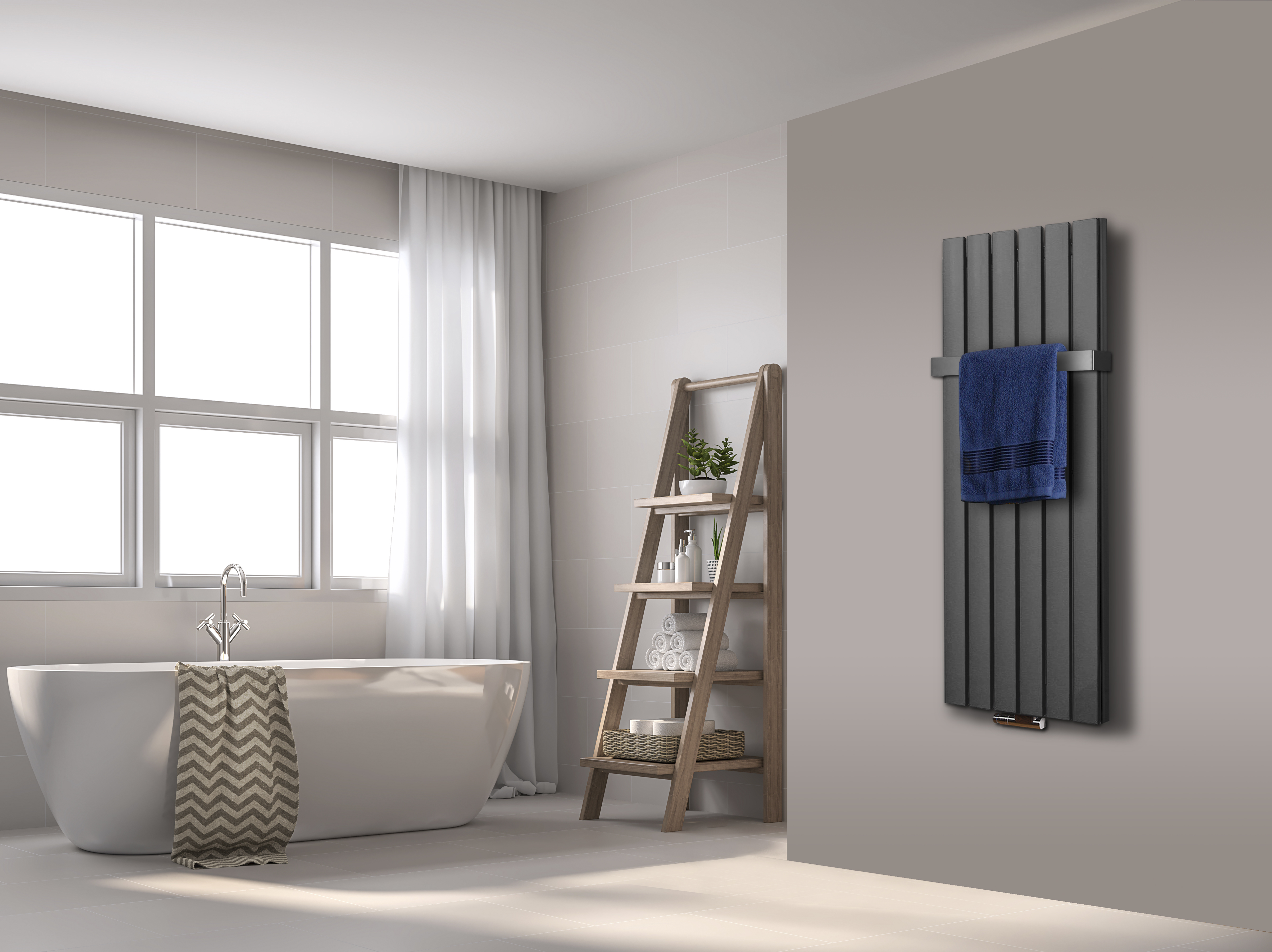 BADHEIZKÖRPER Design Peking 5 120x47cm 1458 Watt moonstone (+1 Halter 50mm) SZAGATO Handtuchheizkörper mit Mittelanschluss Handtuchwärmer