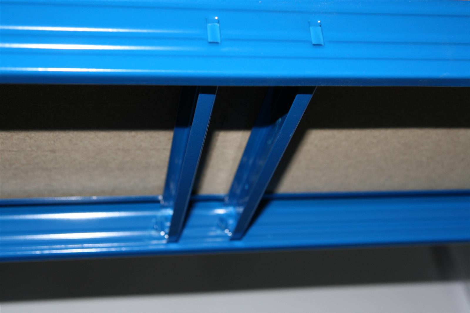 Werktisch Verpackungstisch 350 kg Profi HxBxT 100x150x60cm 2 Böden blau SZAGATO Werkbank als Regal Werkbänk Metallregal Fachbodenregal Regalsystem