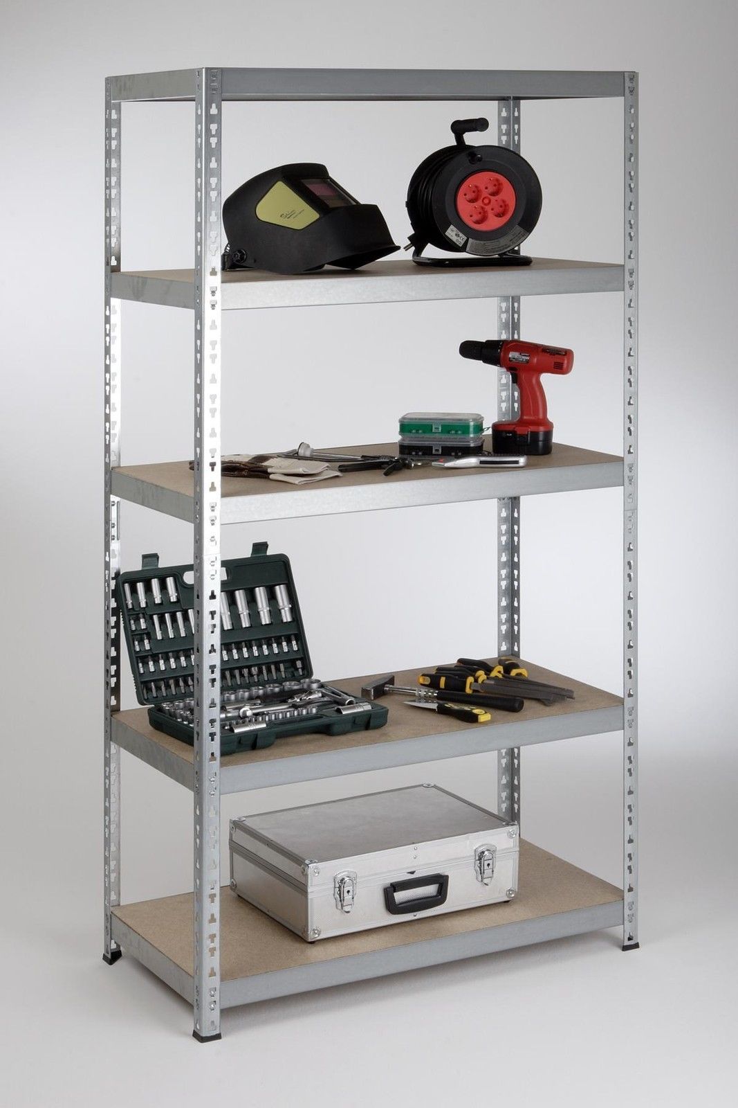 Steckregal 175 kg Profi II 220x92x46cm verzinkt SZAGATO Metallregal Fachbodenregal Lagerregal Metall Fachboden Regal Schwerlastregal Regalsystem