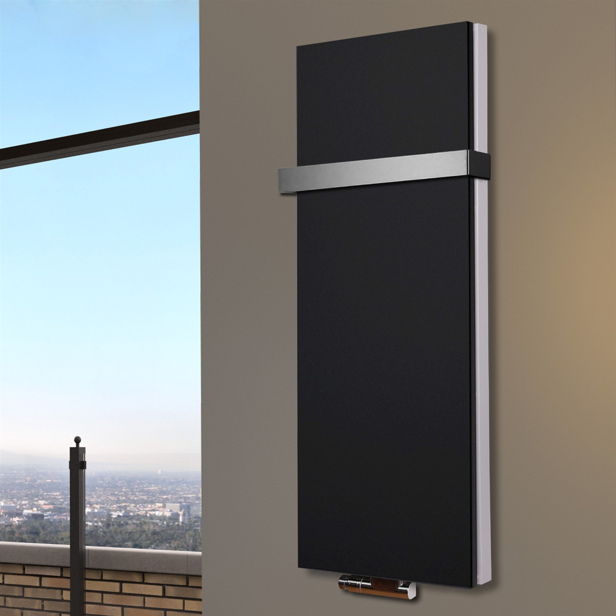 BADHEIZKÖRPER Design Mirror Steel 5 120x47cm 1458 Watt schwarz (+1 Halter 50mm) SZAGATO Designheizkörper Handtuchheizkörper mit Mittelanschluss