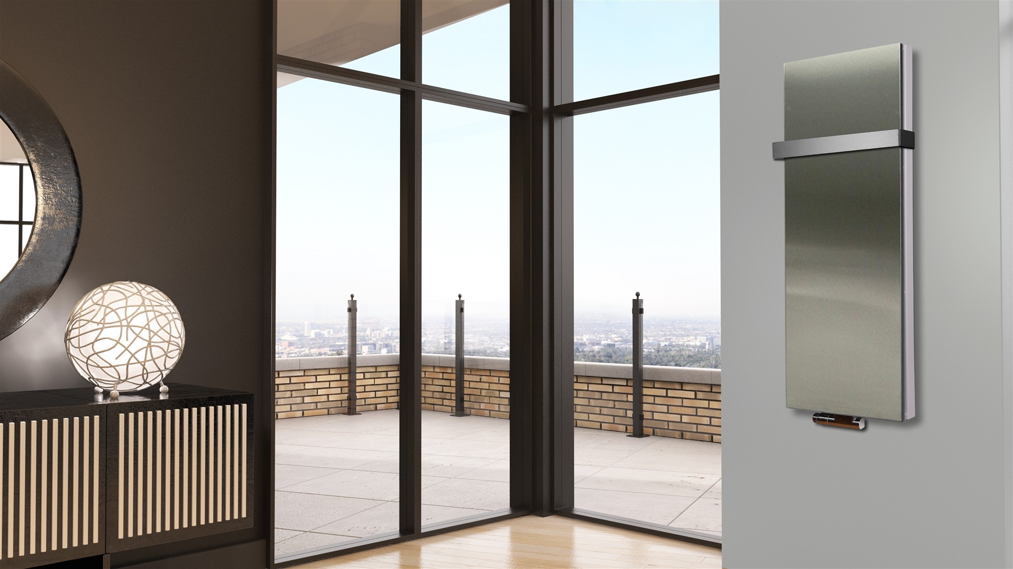 BADHEIZKÖRPER Design Mirror 5 120x47cm 1458 Watt Edelstahl matt (+1 Halter 50mm) SZAGATO Designheizkörper Handtuchheizkörper mit Mittelanschluss