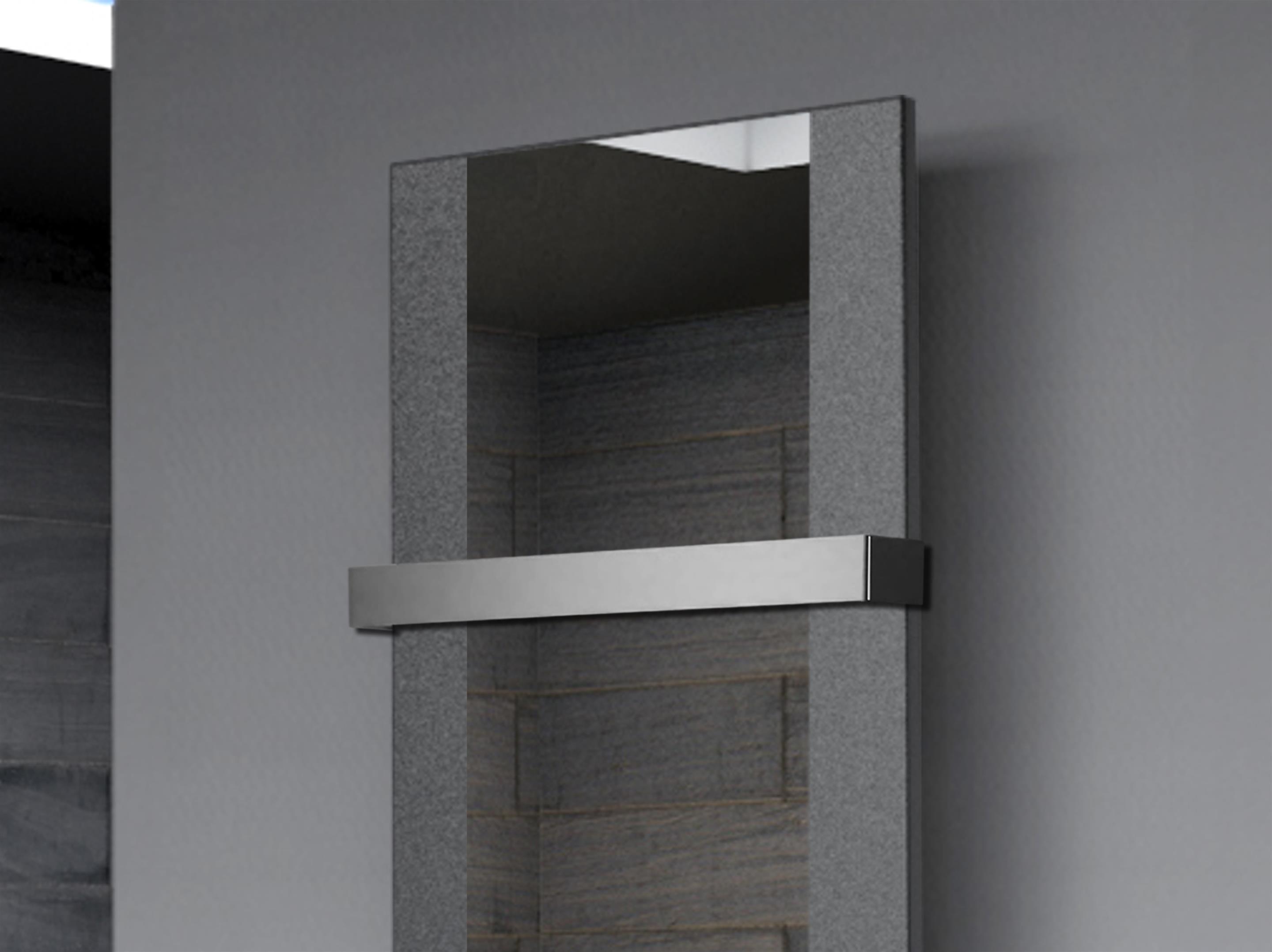 BADHEIZKÖRPER mit Spiegel Design Singapur 2 120x47cm 799 Watt anthrazit - moon +1 Halter 50mm SZAGATO Designheizkörper Mittelanschluss Handtuchwärmer