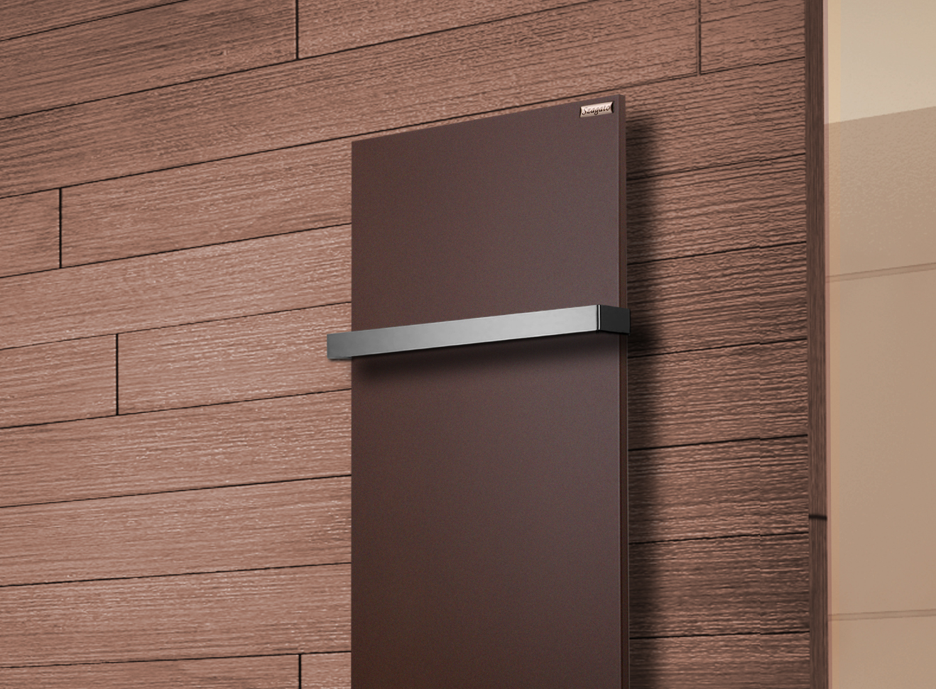 BADHEIZKÖRPER Design Mirror Steel 2 120x47cm 799 Watt braun (+1 Halter 30mm) SZAGATO Designheizkörper Handtuchheizkörper mit Mittelanschluss