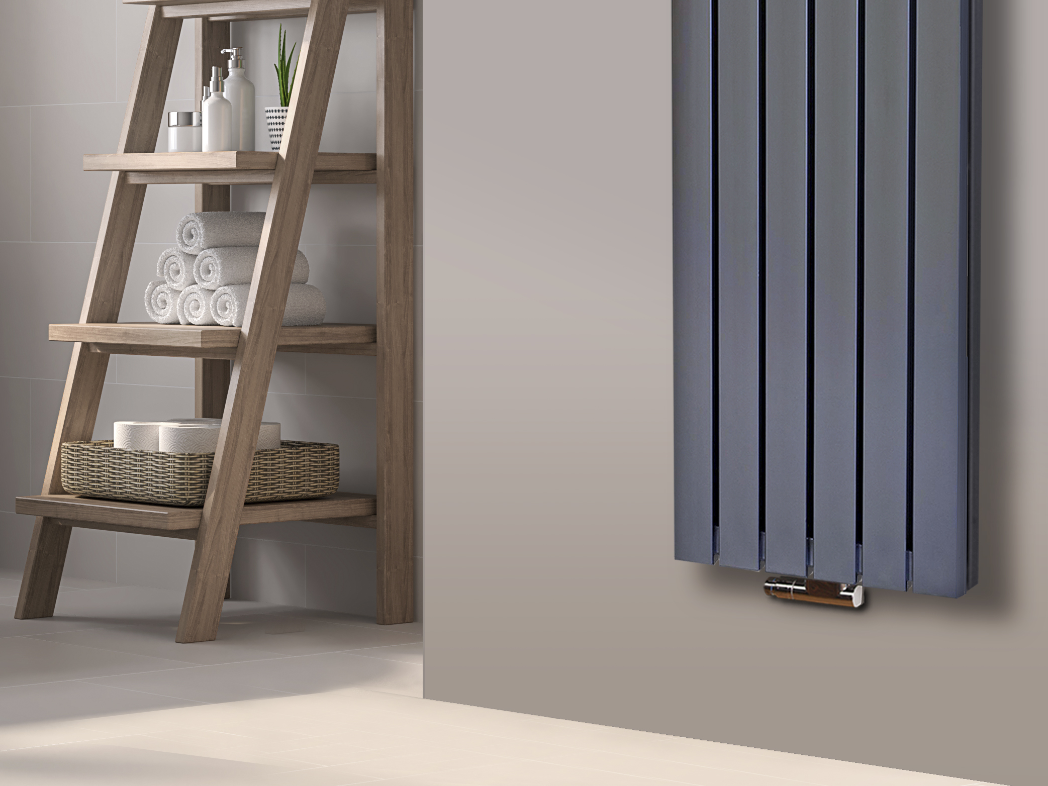 BADHEIZKÖRPER Design Peking 6 180x47cm 1964 Watt Edelstahloptik (+2 Knopfhalter) SZAGATO Designheizkörper Handtuchheizkörper mit Mittelanschluss Handtuchwärmer