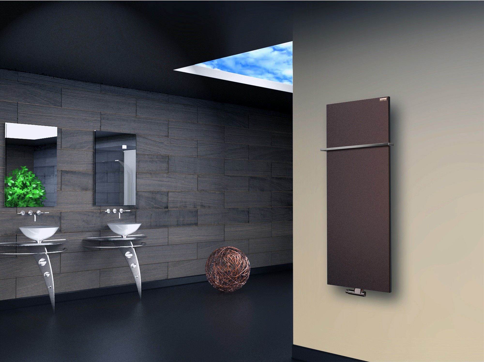 BADHEIZKÖRPER Design Mirror Steel 2 120x47cm 799 Watt braun (+1 Halter 15mm) SZAGATO Handtuchheizkörper mit Mittelanschluss Handtuchwärmer