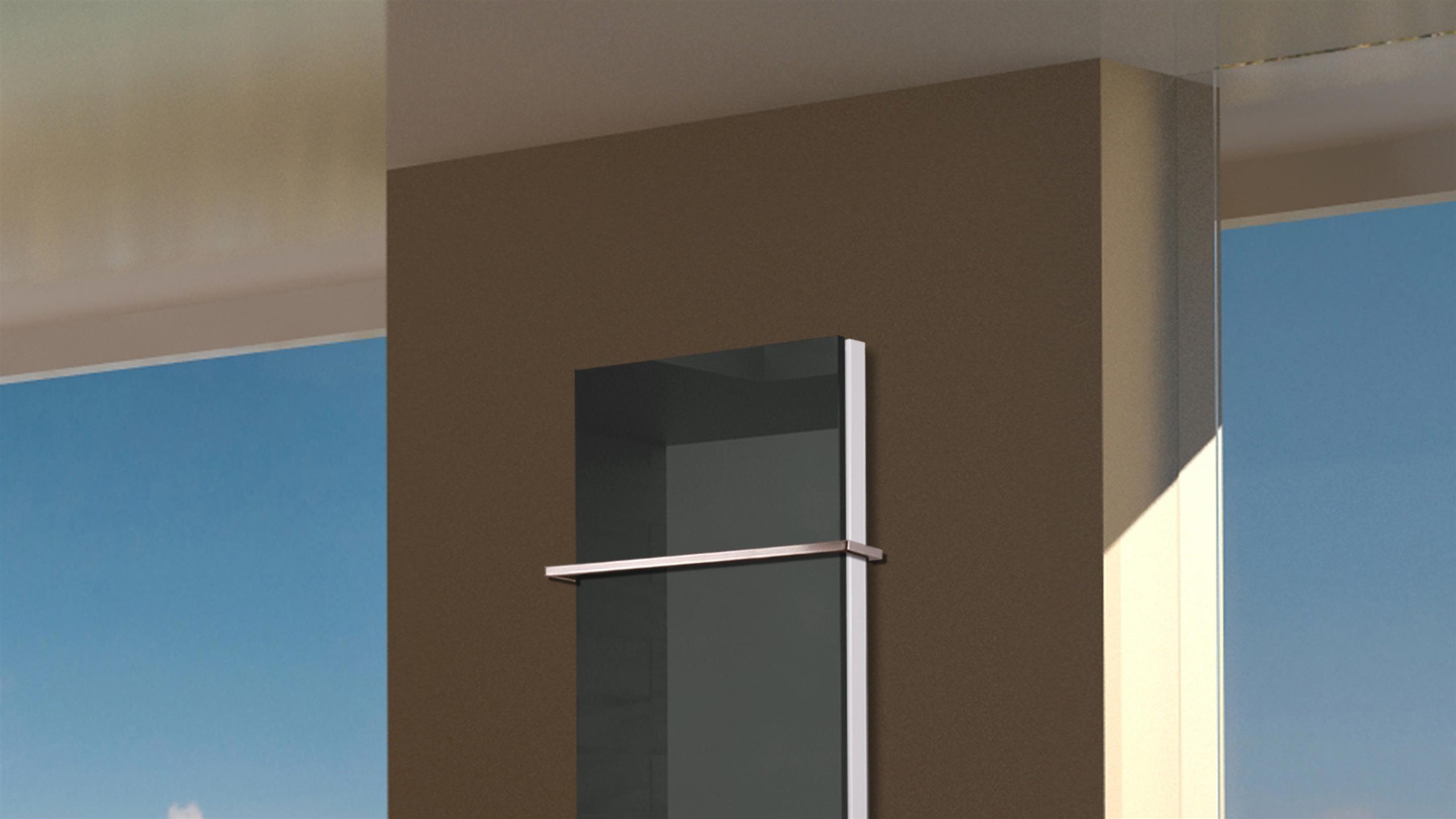 BADHEIZKÖRPER Glas Montevideo 5 Glasfront 120x47cm 1458Watt anthrazit - moonstone +1 Halter 15mm SZAGATO Designheizkörper mit Mittelanschluss