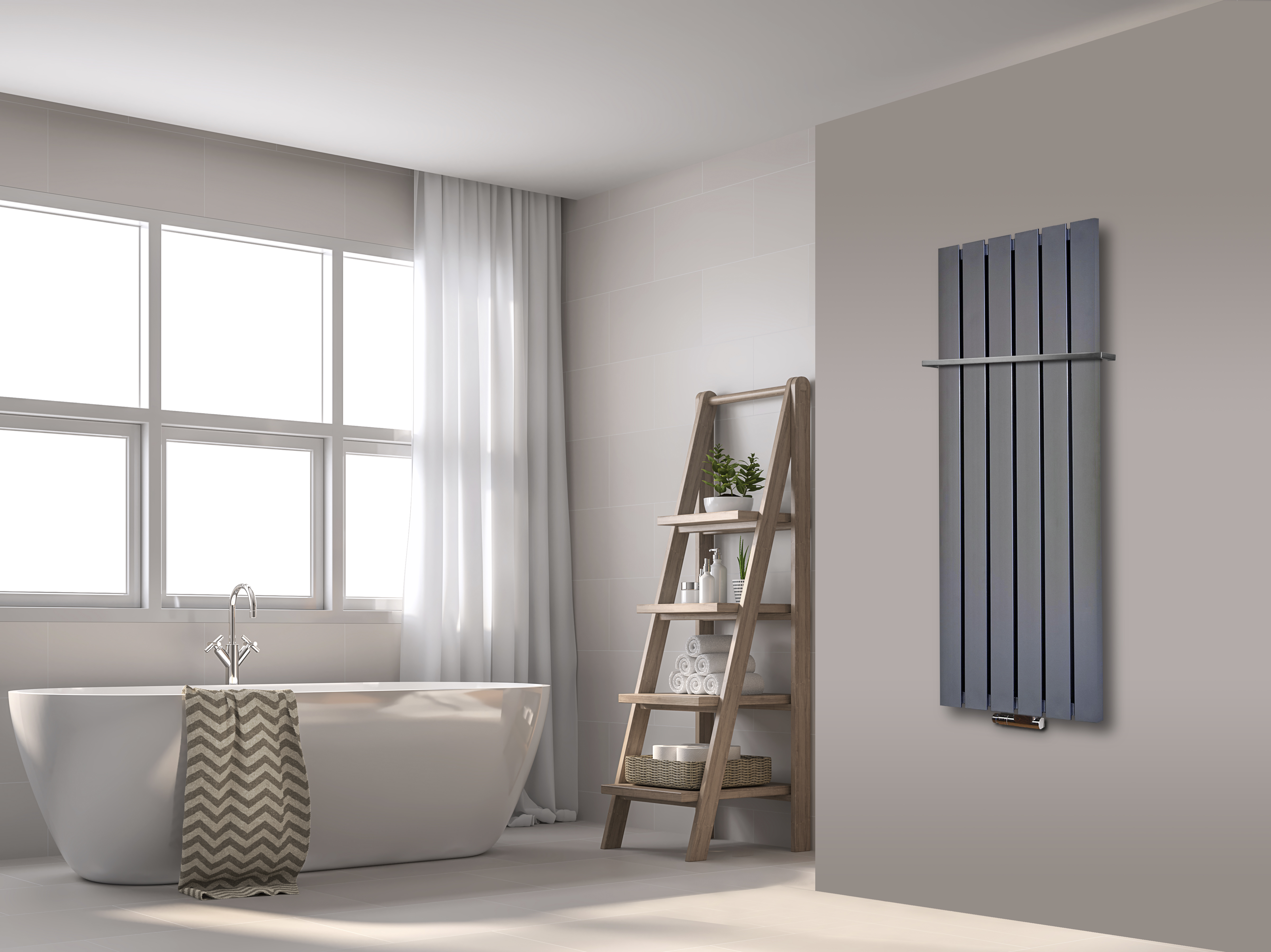 BADHEIZKÖRPER Design Peking 2 120x47cm 799 Watt Edelstahloptik + (+1 Halter 15mm) SZAGATO Handtuchheizkörper mit Mittelanschluss Handtuchwärmer