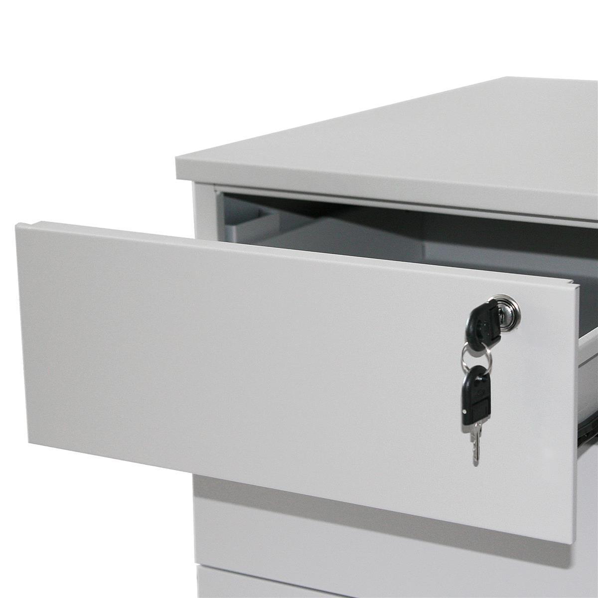 Rollcontainer Stahl Eco 3 Schubladen 53x40x59cm lichtgrau SZAGATO Bürocontainer Schreibtisch UnterschrankRollcontainers Rollcontainer Büro