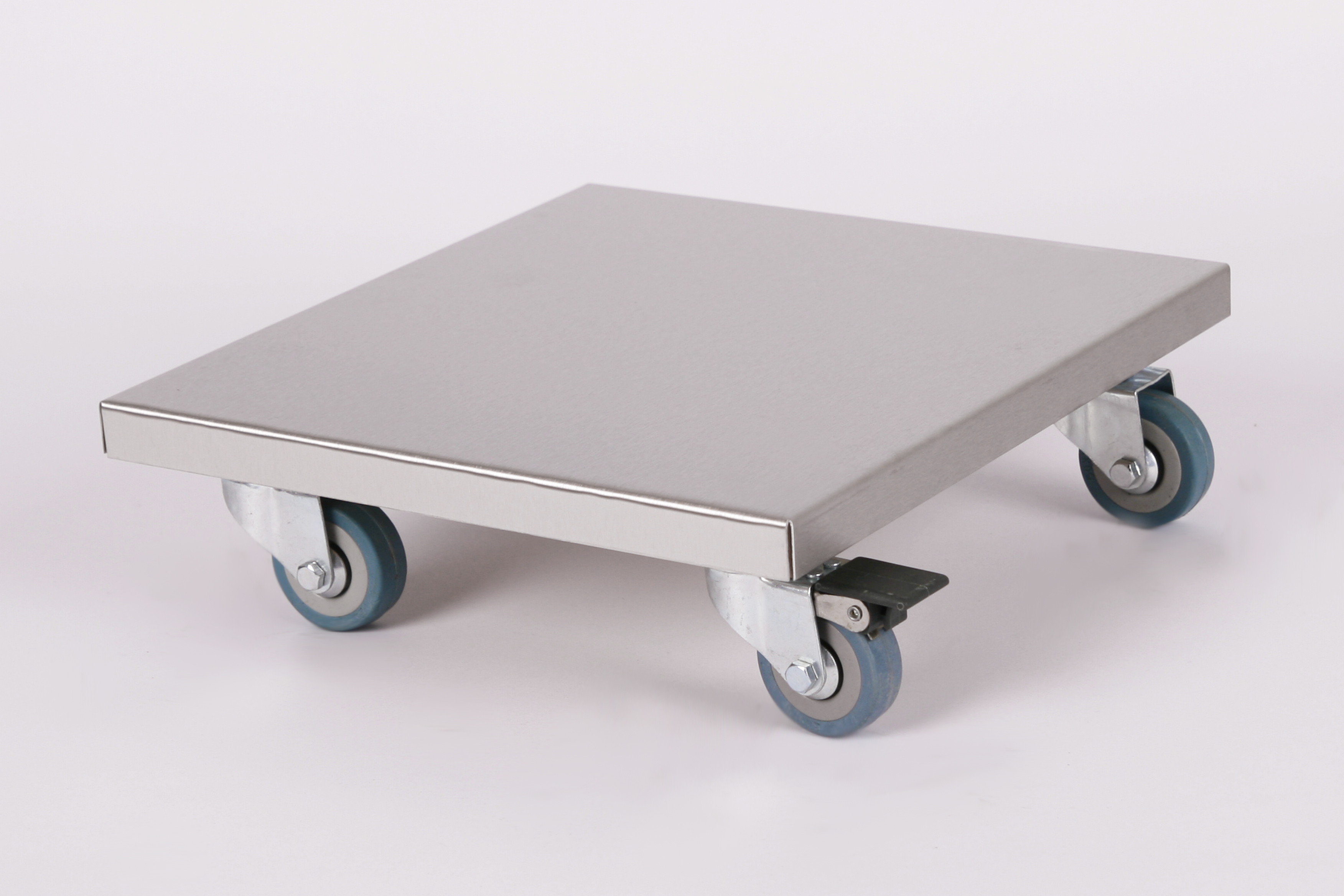 Rollbrett Pflanzenroller 30x30cm Edelstahl 150kg PU-Rolle + Bremse SZAGATO Made in Germany Blumenuntersetzer Möbelroller Outdoor Blumenroller