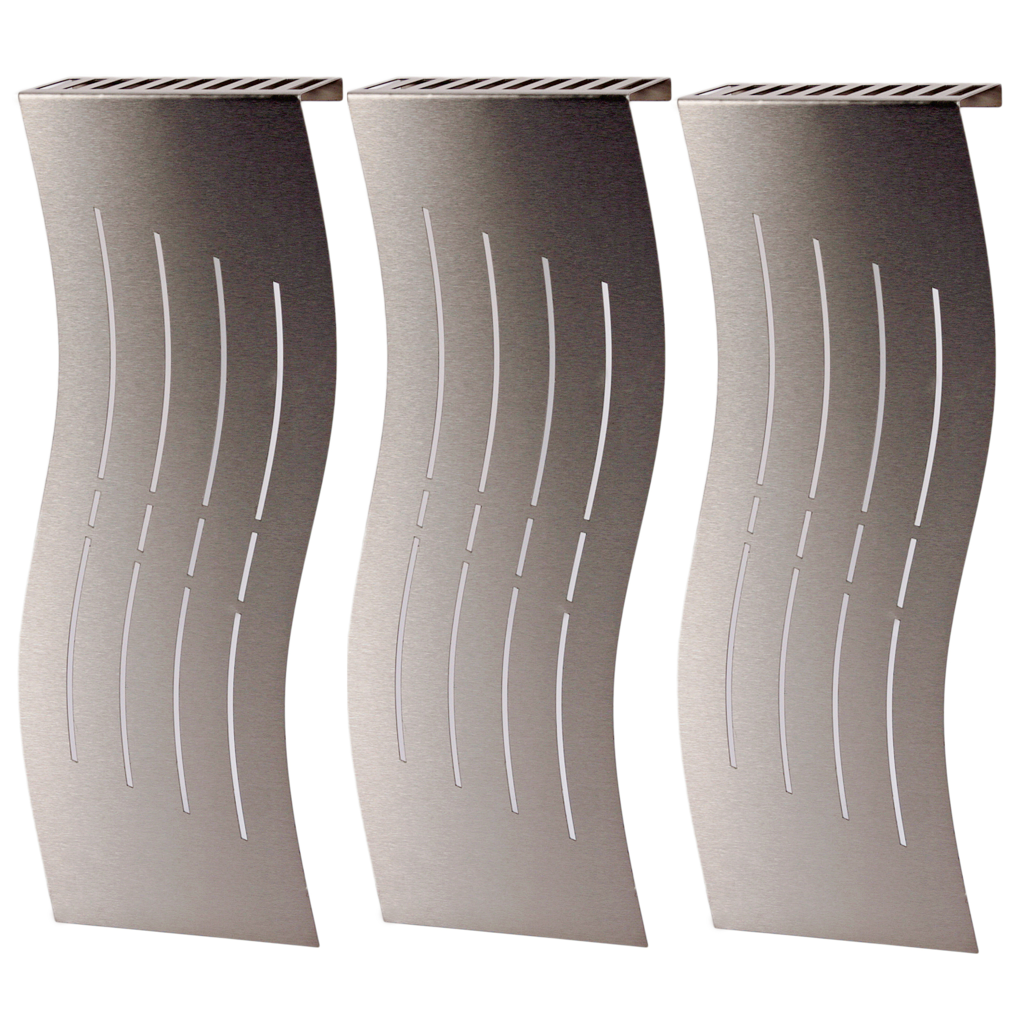 Heizkörperverkleidung 60 x 20cm Design Wave Edelstahl (SET=3 Stück) SZAGATO Heizungsverkleidung Verkleidung Heizkörper Abdeckung für Heizkörper