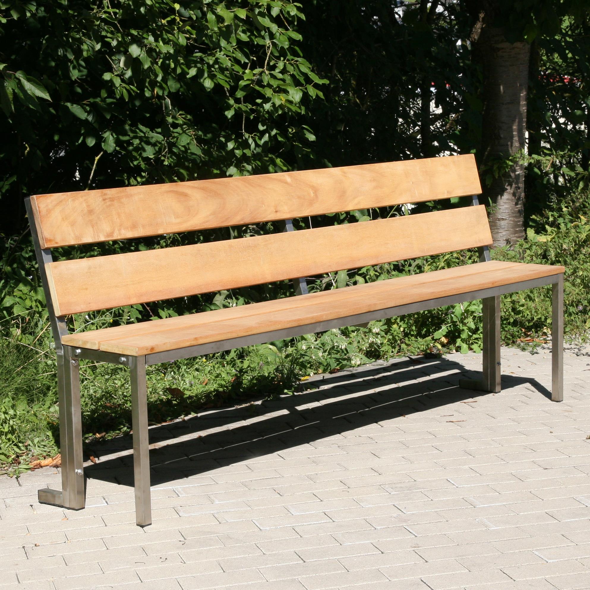 Gartenbank Parkbank mit Rücklehne Edelstahl BxTxH 150x30x40cm SZAGATO Made in Germany Sitzbank Metall Umkleidebank Parkbank wetterfest Parkbänke