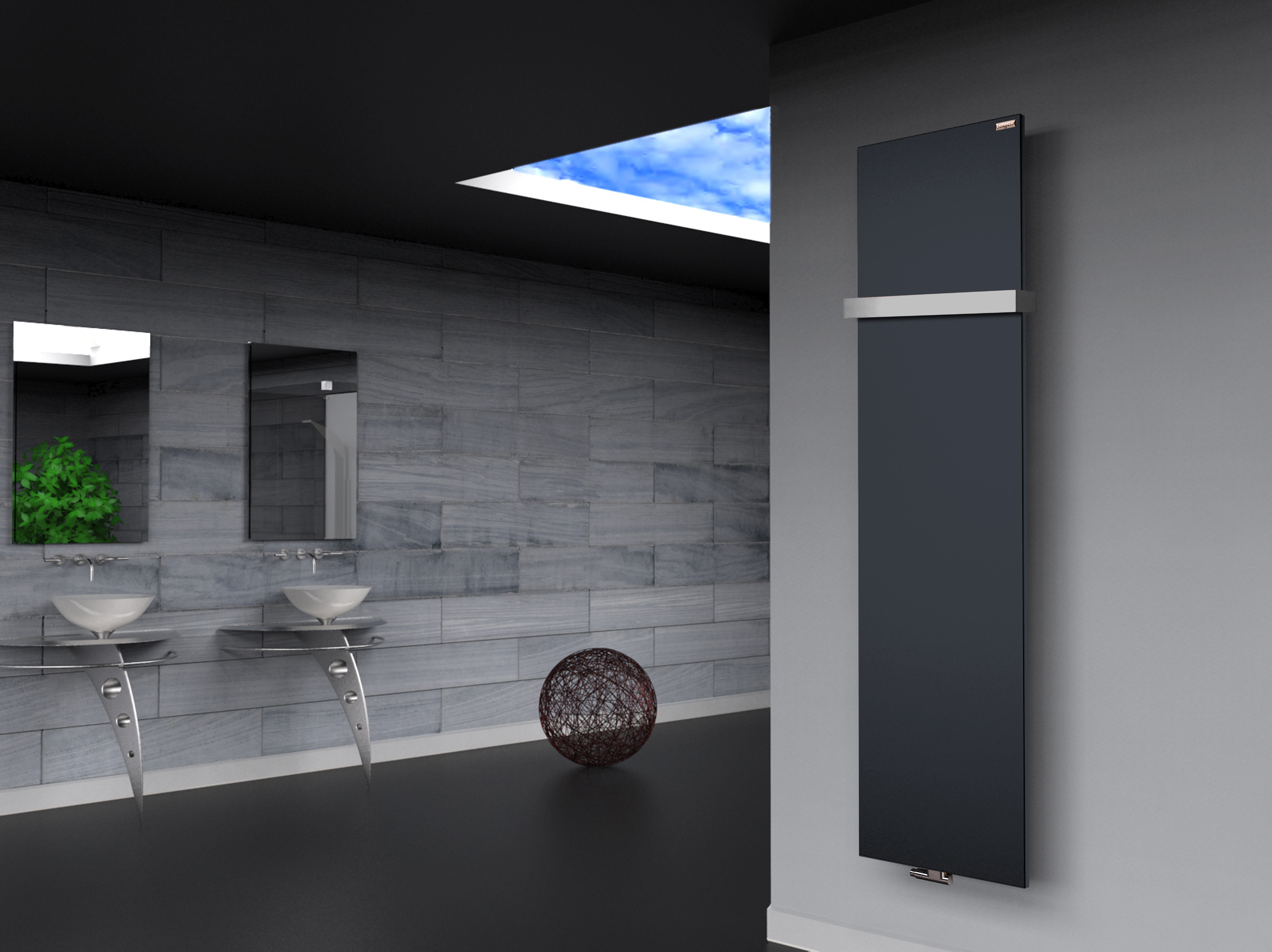 BADHEIZKÖRPER Design Mirror Steel 3 180x47cm 1118 Watt anthrazit (+1 Halter 50mm) SZAGATO Designheizkörper Handtuchheizkörper mit Mittelanschluss