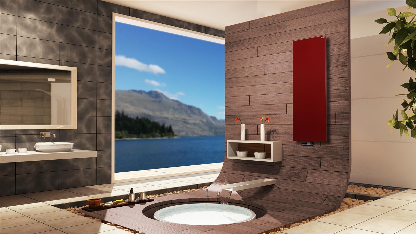 BADHEIZKÖRPER Design Mirror Steel 2 120x47cm 799 Watt rot SZAGATO Designheizkörper Handtuchheizkörper mit Mittelanschluss Handtuchwärmer