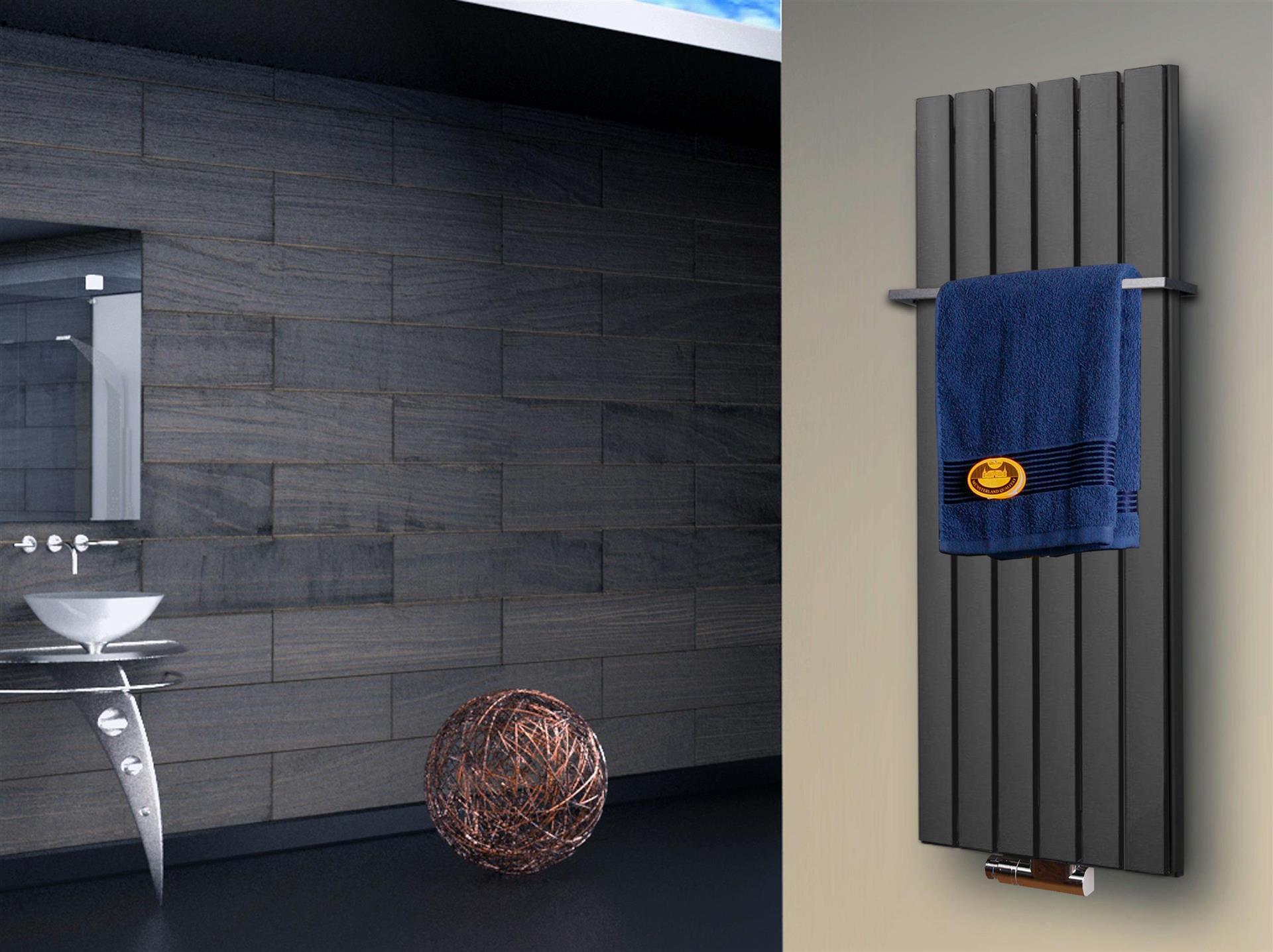 BADHEIZKÖRPER Design Peking 5 120x47cm 1458 Watt Edelstahloptik (+1 Halter 15mm) SZAGATO Handtuchheizkörper mit Mittelanschluss Handtuchwärmer