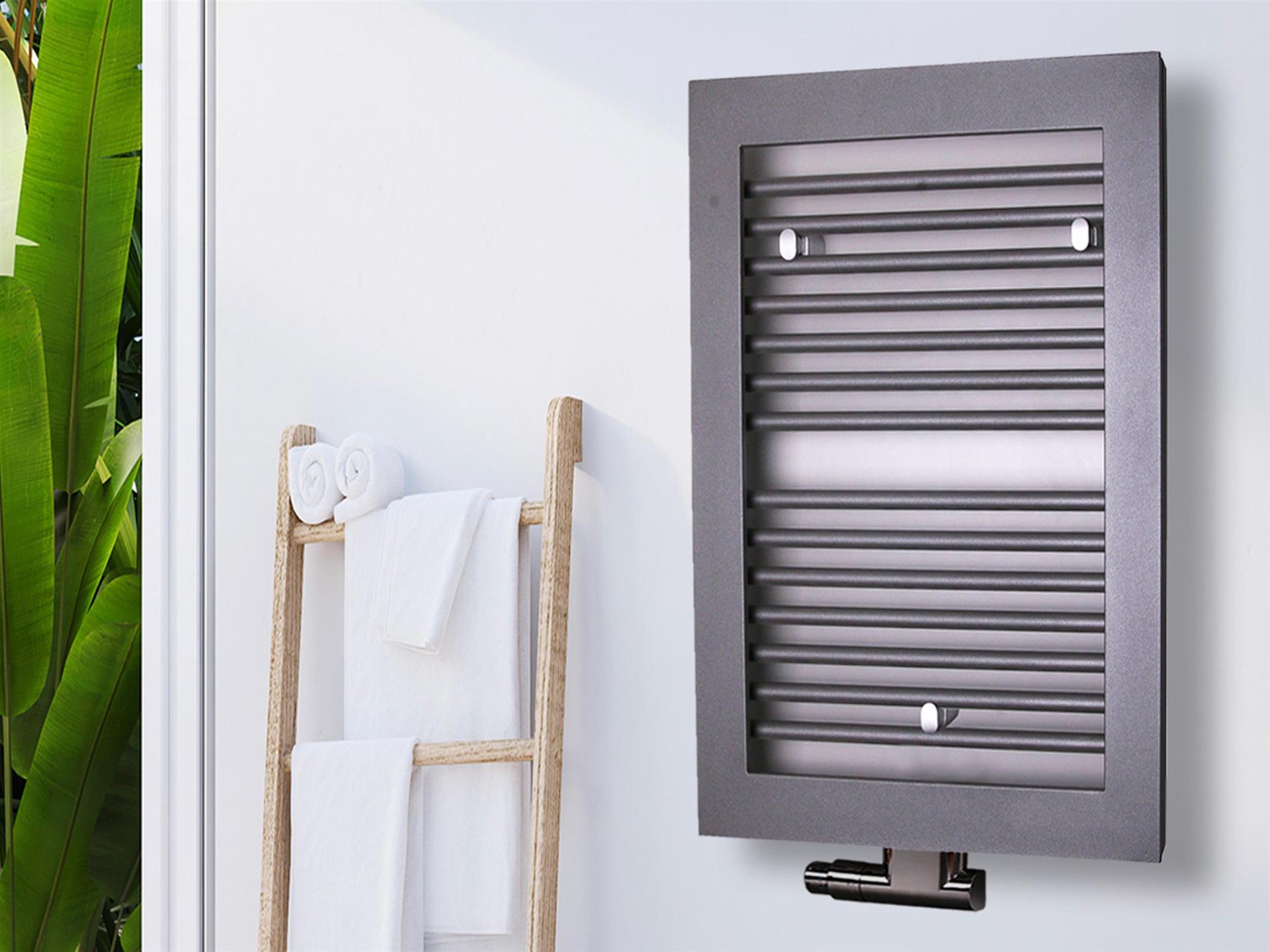 BADHEIZKÖRPER Design Window 1 77x60cm 590 Watt anthrazit moonstone SZAGATO Designheizkörper Handtuchheizkörper mit Mittelanschluss Handtuchwärmer