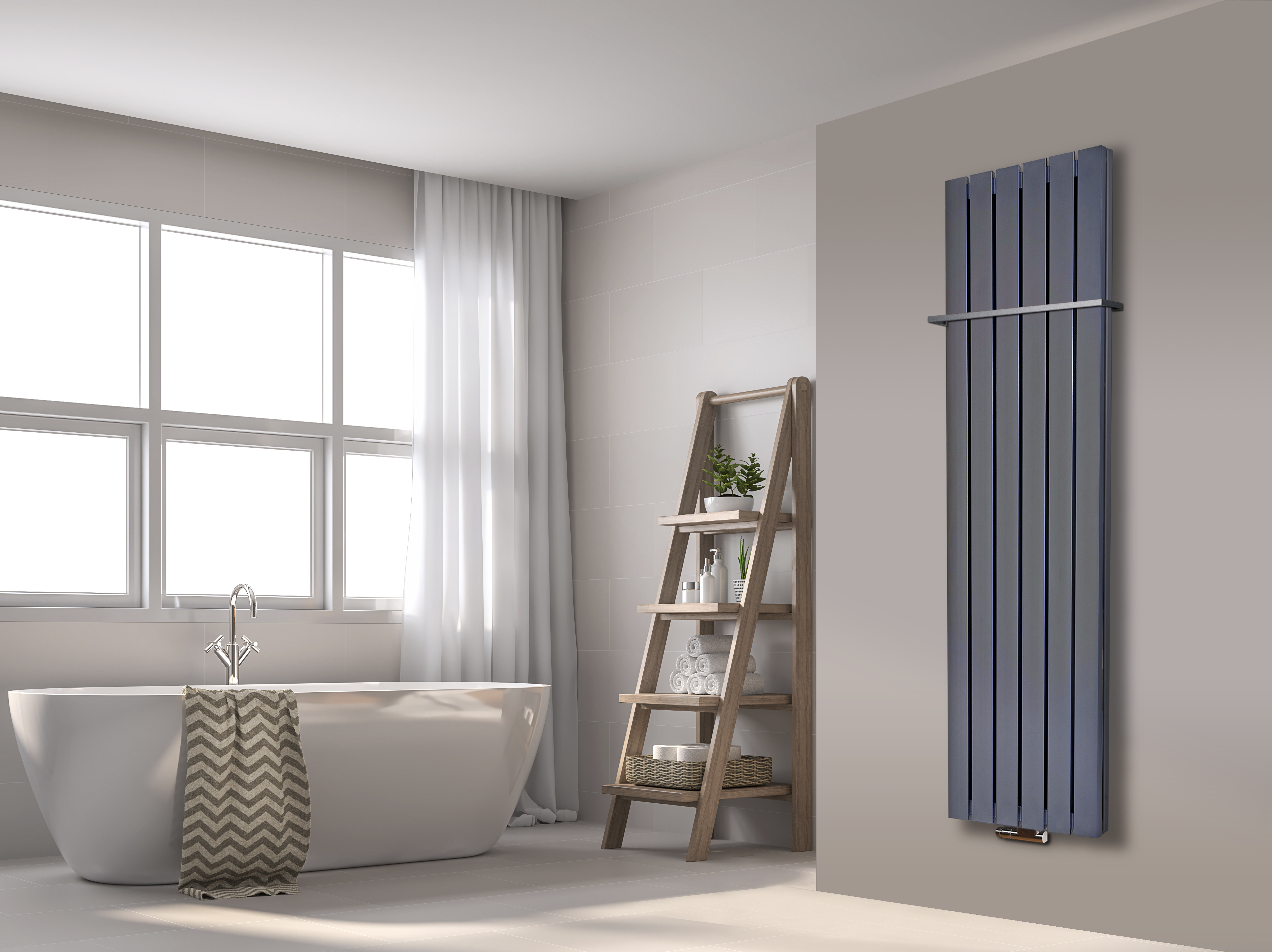 BADHEIZKÖRPER Design Peking 6 180x47cm 1964 Watt Edelstahloptik (+1 Halter 15mm) SZAGATO Handtuchheizkörper mit Mittelanschluss Handtuchwärmer