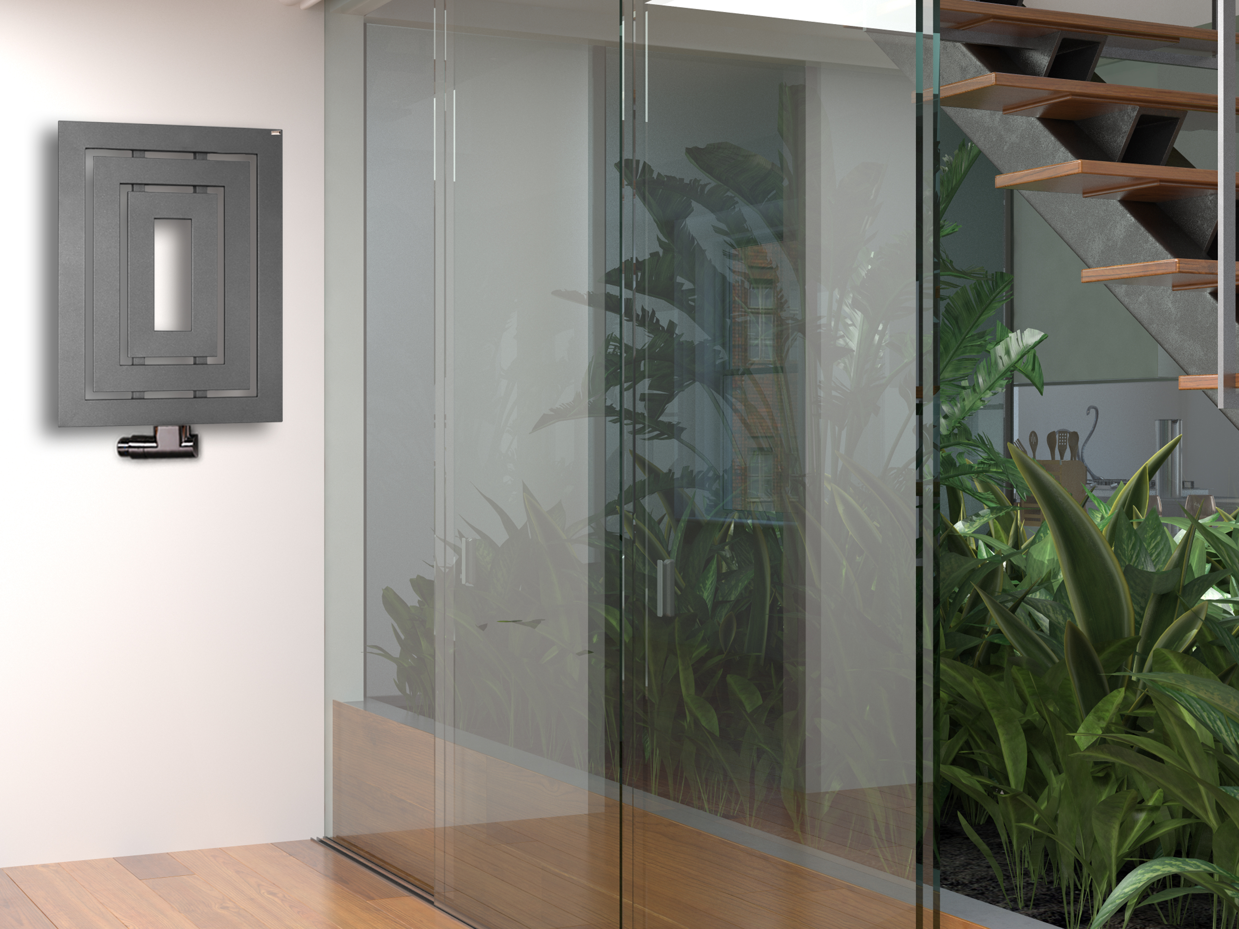 BADHEIZKÖRPER Design Insight 1 80x60cm 612 Watt anthrazit moonstone SZAGATO Designheizkörper Handtuchheizkörper mit Mittelanschluss Handtuchwärmer