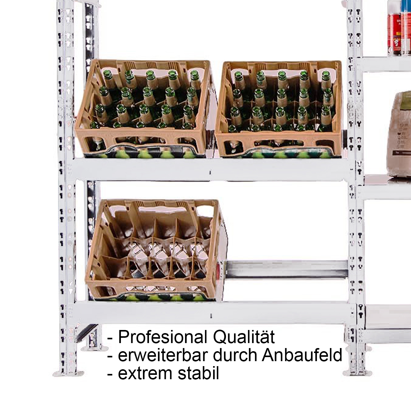 Getränkekisten-Regal für 4 Kisten + 3 Böden 180x90x30 cm weiss Kastenständer Getränke Kisten Halter, Getränkekisten Ständer, Flaschenkasten Ständer