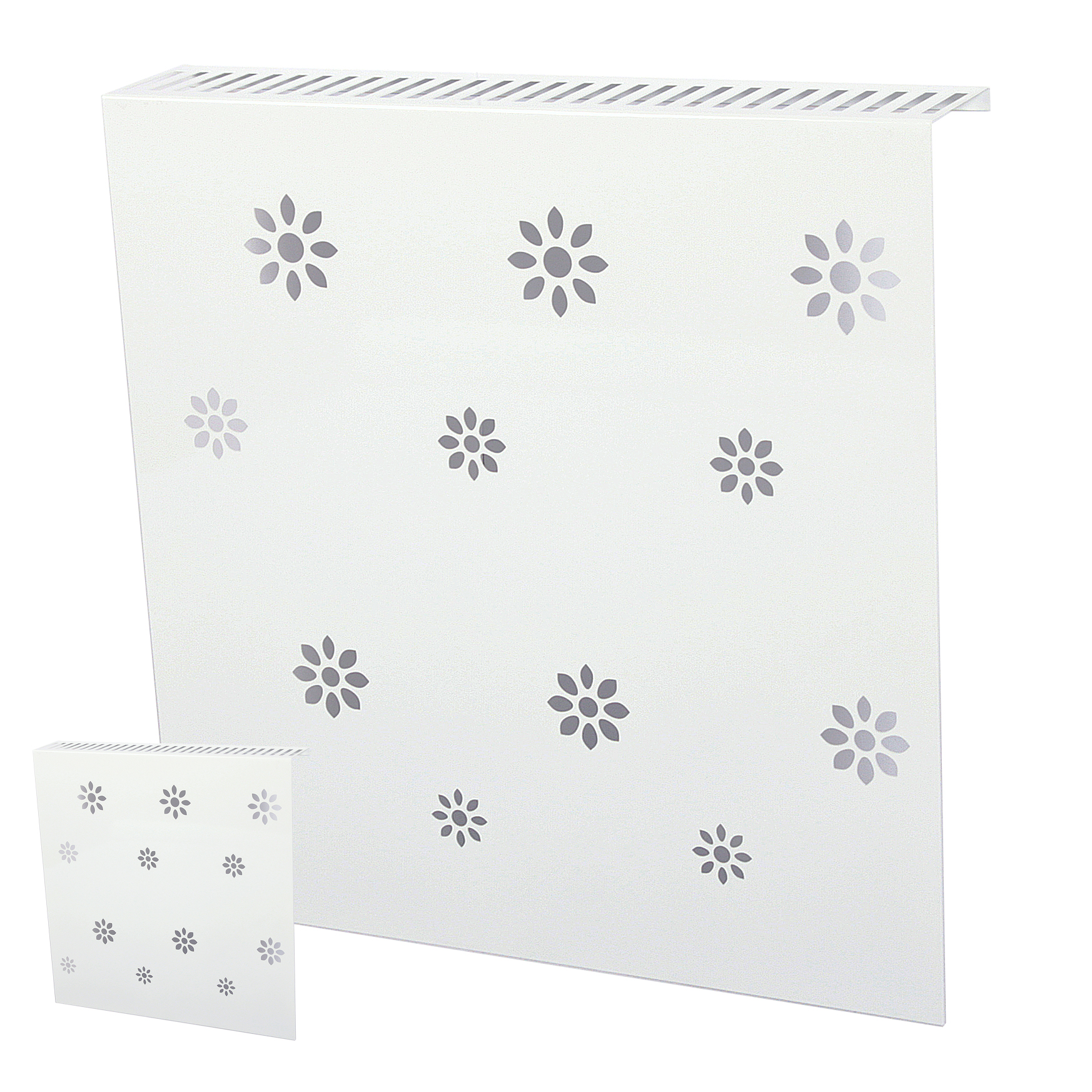 Heizkörperverkleidung 60 x 60cm Design Flower weiß (SET=2 Stück) SZAGATO Heizungsverkleidung  Verkleidung Heizkörper Abdeckung für Heizkörper