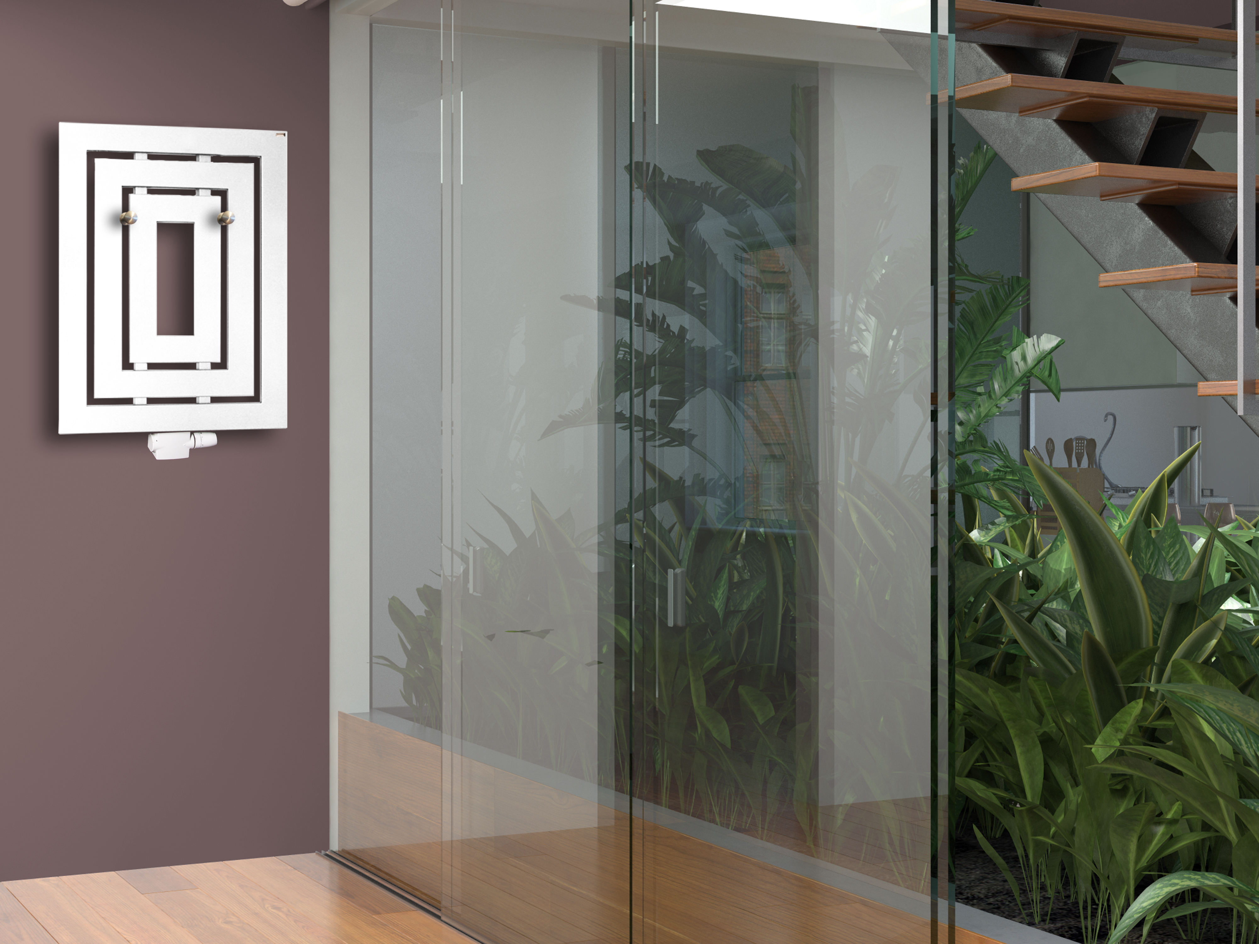 BADHEIZKÖRPER Design Insight 1 80x60cm 612 Watt weiß (+ 2 Knopfhalter) SZAGATO Designheizkörper Handtuchheizkörper mit Mittelanschluss Handtuchwärmer