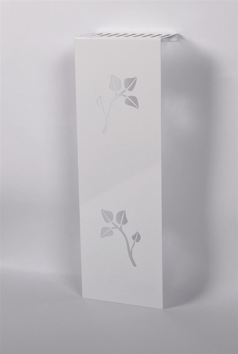 Heizkörperverkleidung 60 x 20cm Design Leaves weiß 1 Stück SZAGATO Heizungsverkleidung Verkleidung Heizkörper Abdeckung Heizkörper Heizungsabdeckung