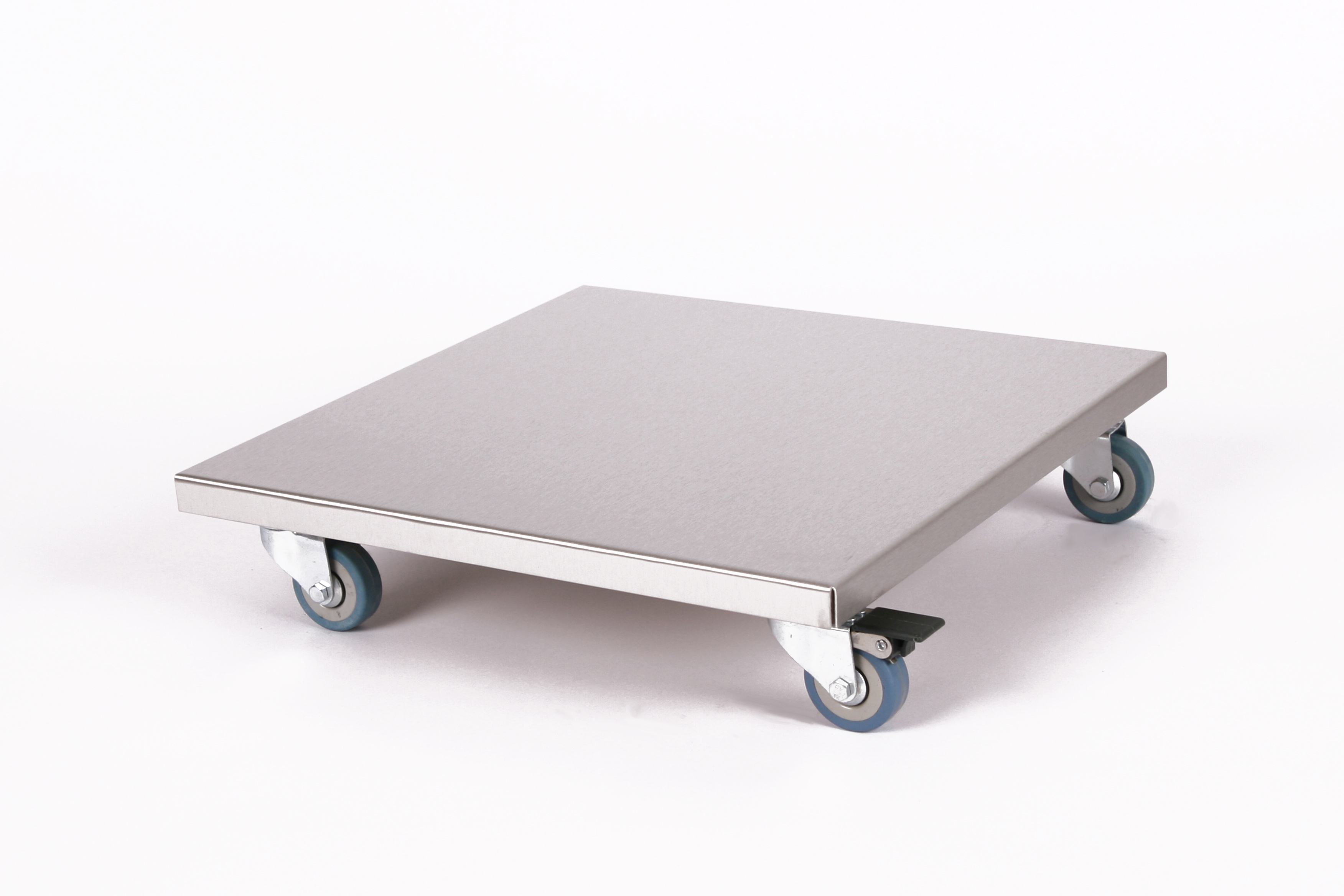 Rollbrett Pflanzenroller 40x40cm Edelstahl 150kg PU-Rolle + Bremse SZAGATO Made in Germany Blumenuntersetzer Möbelroller Blumenroller Transportroller