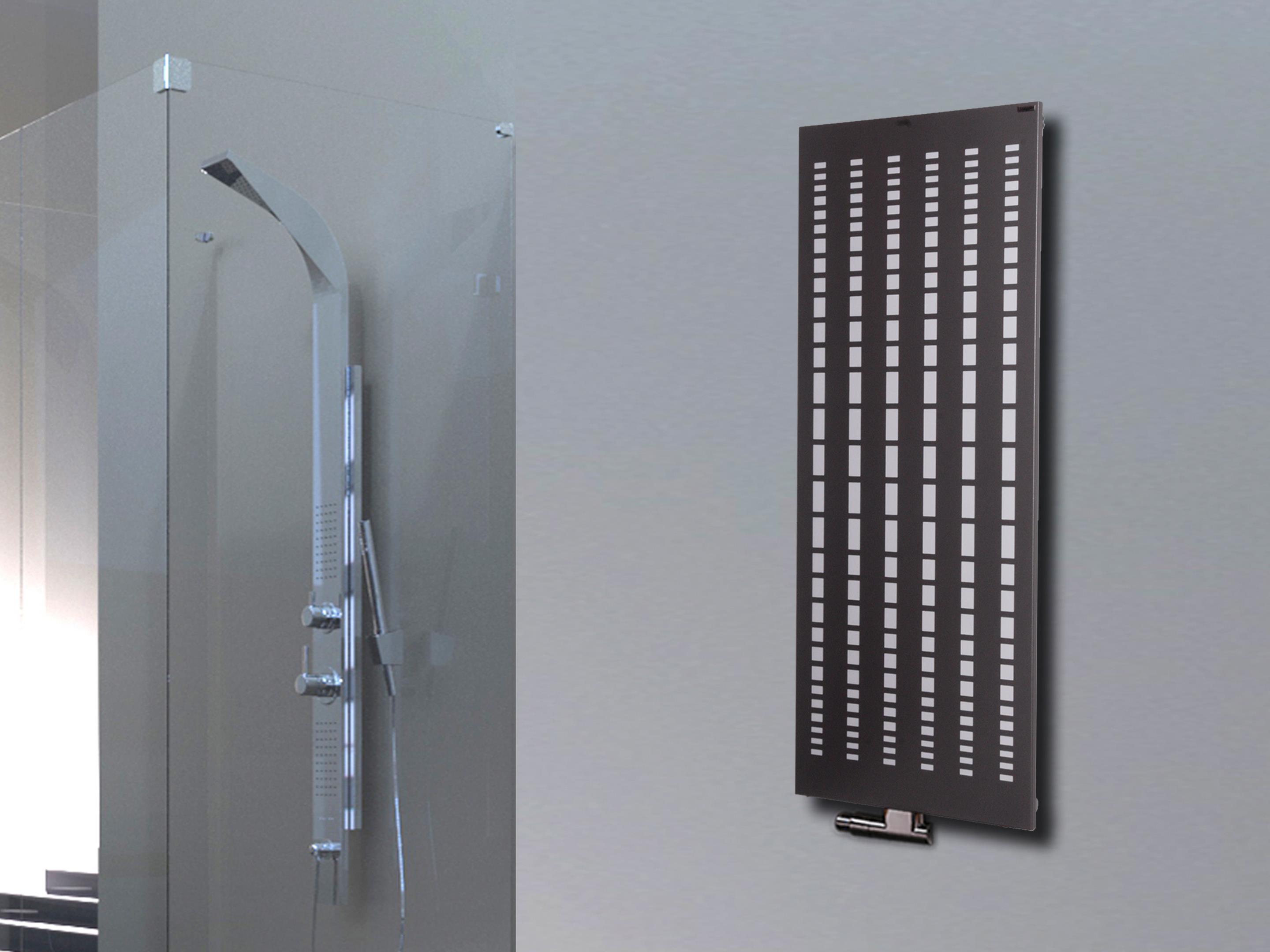 BADHEIZKÖRPER Design broken Mirror 2 120x47cm 799 Watt anthrazit - moonstone (+1 Halter 50mm) SZAGATO Designheizkörper Mittelanschluss Handtuchwärmer