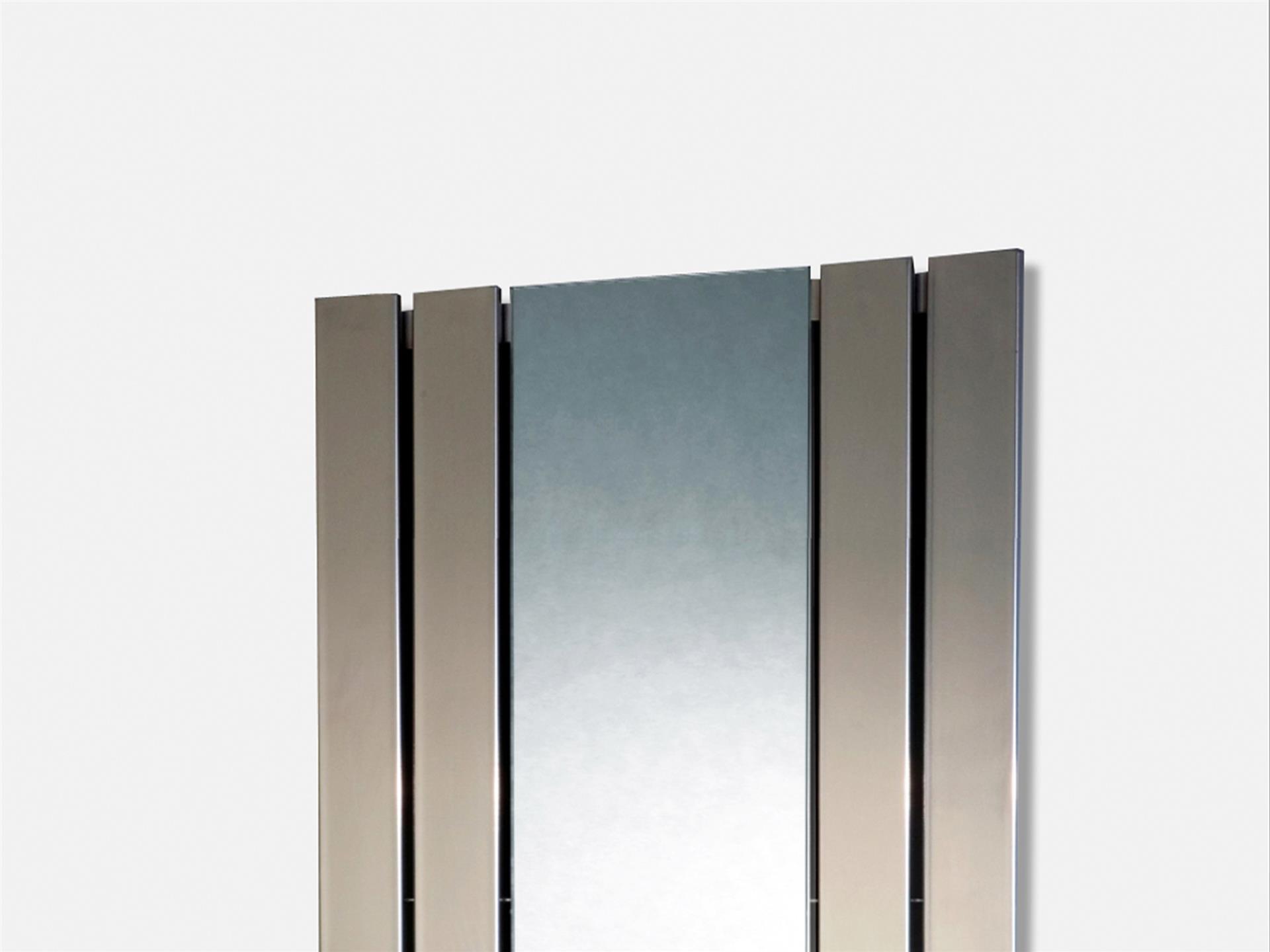 BADHEIZKÖRPER mit Spiegel Design Shanghai 2 120 x 55cm 581 Watt Edelstahloptik SZAGATO Hadntuchwärmer Handtuchheizkörper mit Mittelanschluss