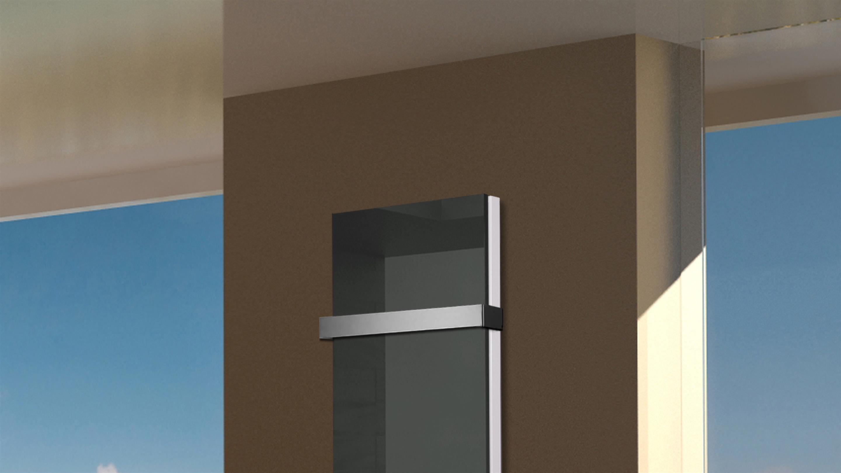 BADHEIZKÖRPER Glas Montevideo 5 Glasfront 120x47cm 1458Watt anthrazit - moonstone +1 Halter 50mm SZAGATO Designheizkörper mit Mittelanschluss