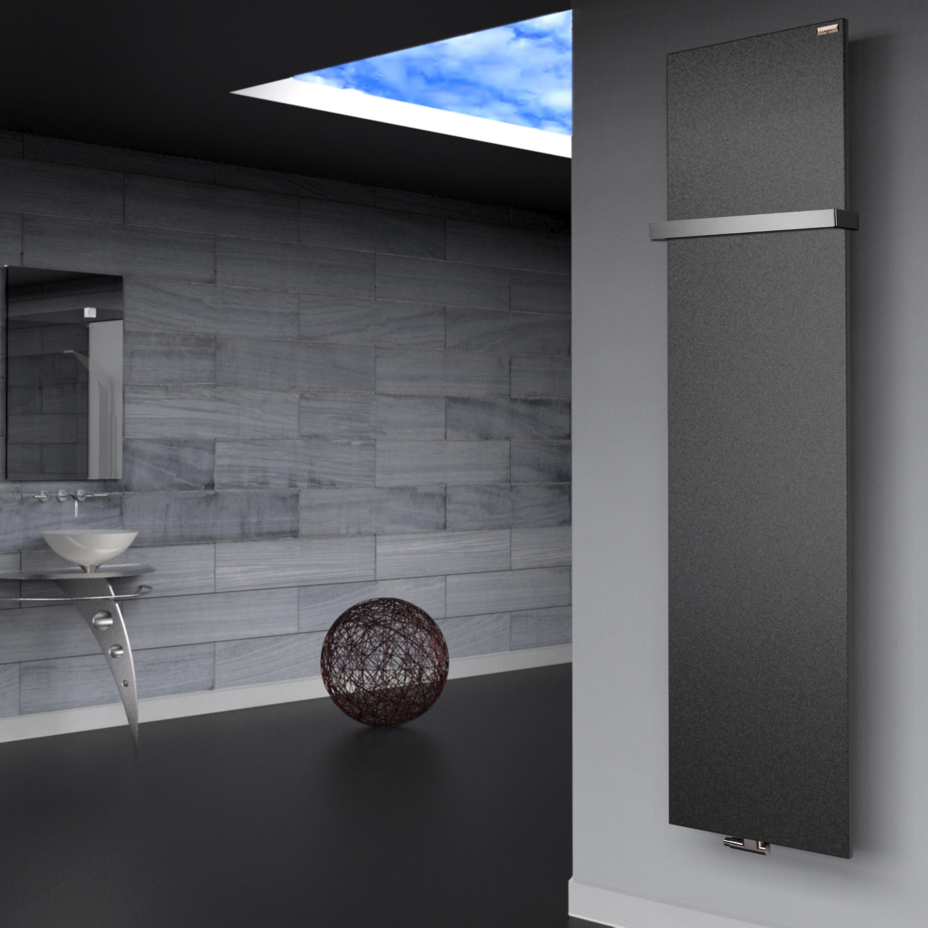 BADHEIZKÖRPER Design Mirror Steel 3 180x47cm 1118 Watt anthrazit - moonstone (+1 Halter 30mm) SZAGATO Designheizkörper Mittelanschluss Handtuchwärmer