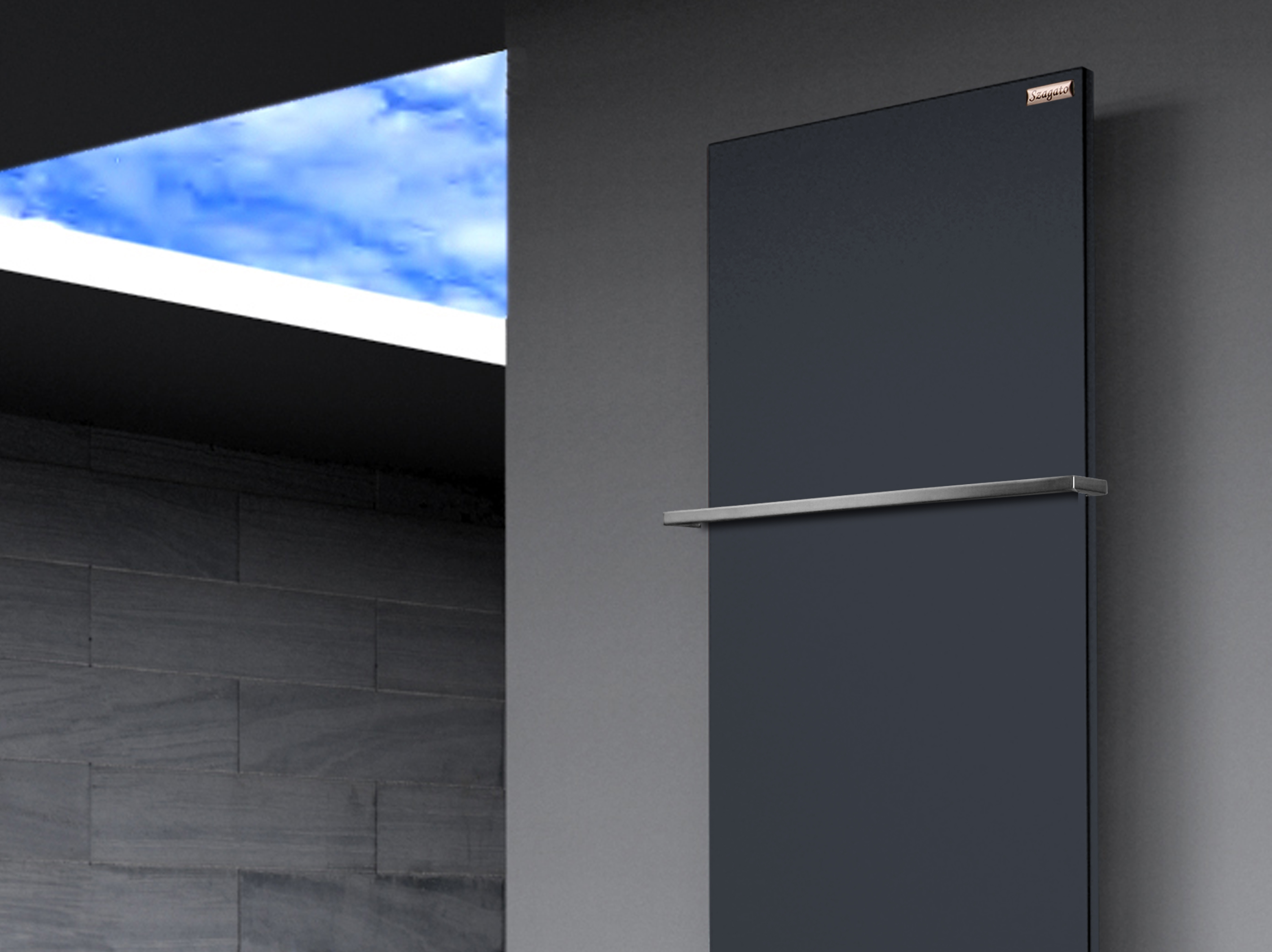 BADHEIZKÖRPER Design Mirror Steel 3 180x47cm 1118 Watt anthrazit +1 Halter 15mm SZAGATO Designheizkörper Handtuchheizkörper mit Mittelanschluss