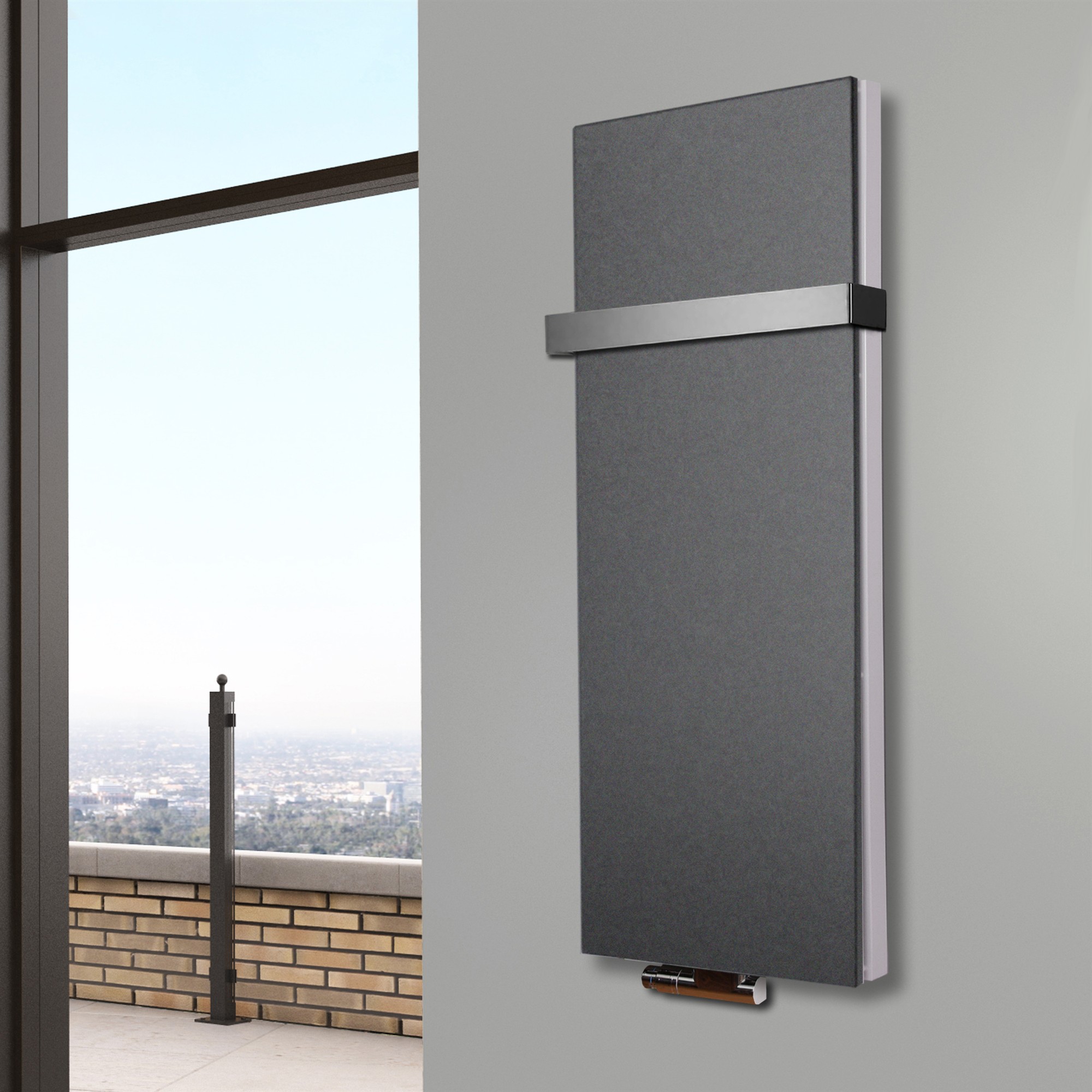BADHEIZKÖRPER Design Mirror Steel 5 120x47cm 1458 Watt anthrazit - moonstone (+1 Halter 50mm) SZAGATO Designheizkörper Mittelanschluss Handtuchwärmer
