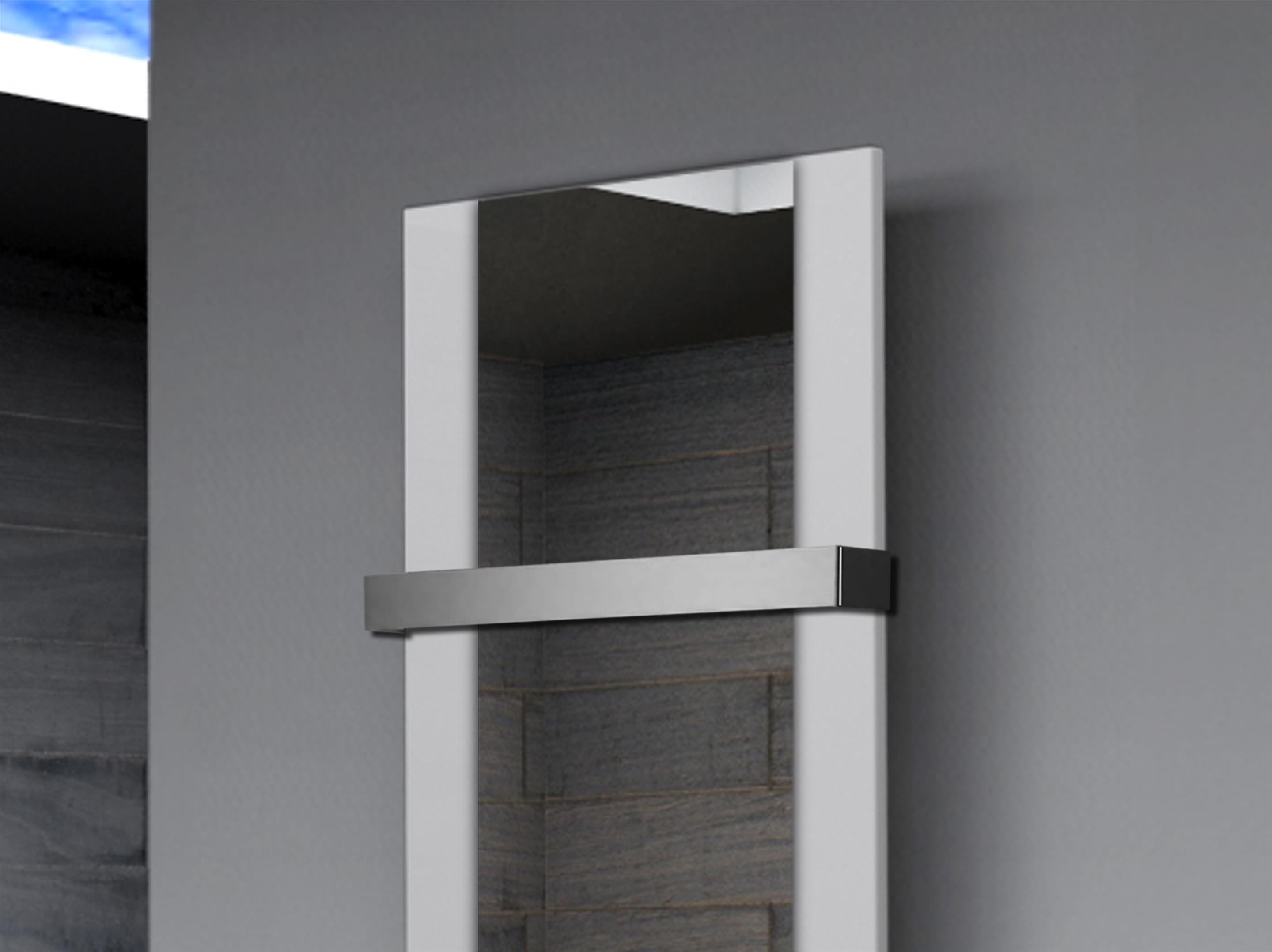 BADHEIZKÖRPER mit Spiegel Design Singapur 2 120x47cm 799 Watt weiß  (+1 Halter 50mm) SZAGATO Designheizkörper Handtuchheizkörper mit Mittelanschluss