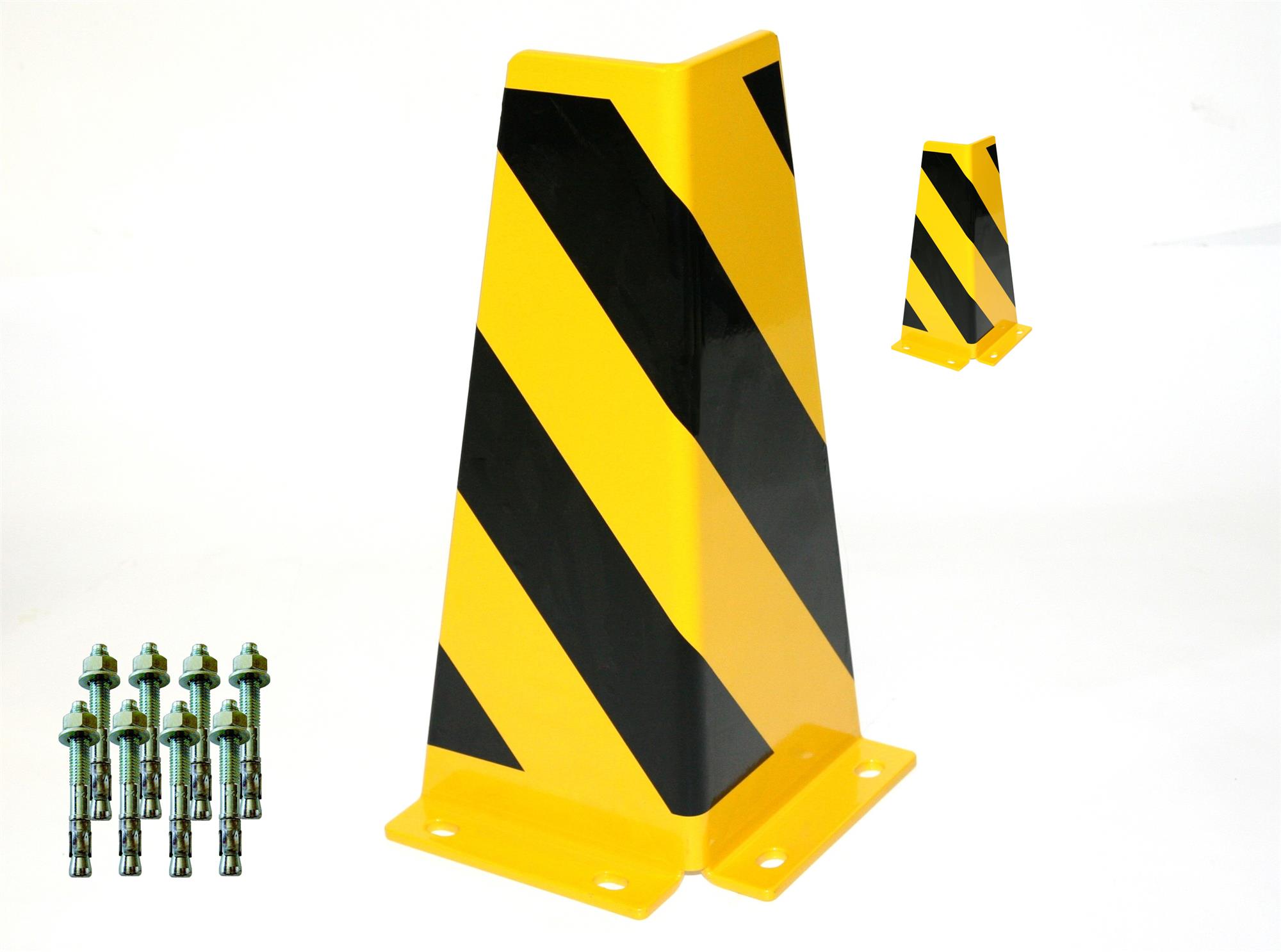 Rammschutz SET (2 Stück) 400x165x165x5 mm konisch + 8 Einschlagdübel SZAGATO Regal Anfahrschutz Regale Rammschutzbügel Rammschutze Anfahrschutze