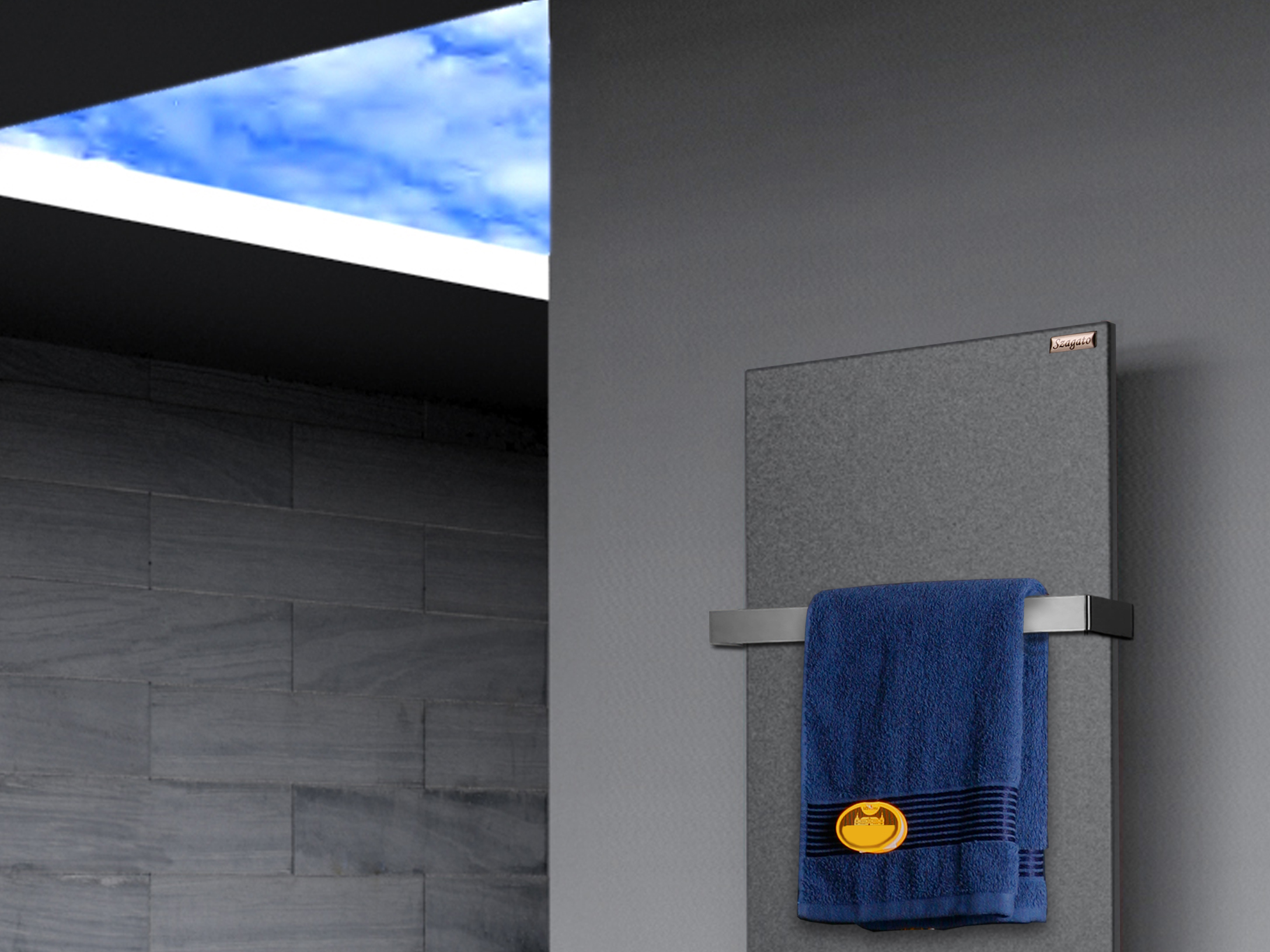 BADHEIZKÖRPER Design Mirror Steel 2 120x47cm 799 Watt anthrazit - moonstone (+1 Halter 30mm) SZAGATO Designheizkörper Mittelanschluss Handtuchwärmer