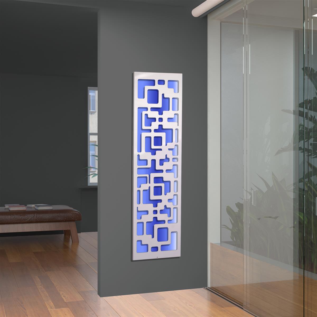 Wandgarderobe mit LED Downtown 140x40cm weiß SZAGATO Made in Germany LED Wandgarderobe Garderobenpaneel Garderobenleiste Flur-Garderobe mit LED