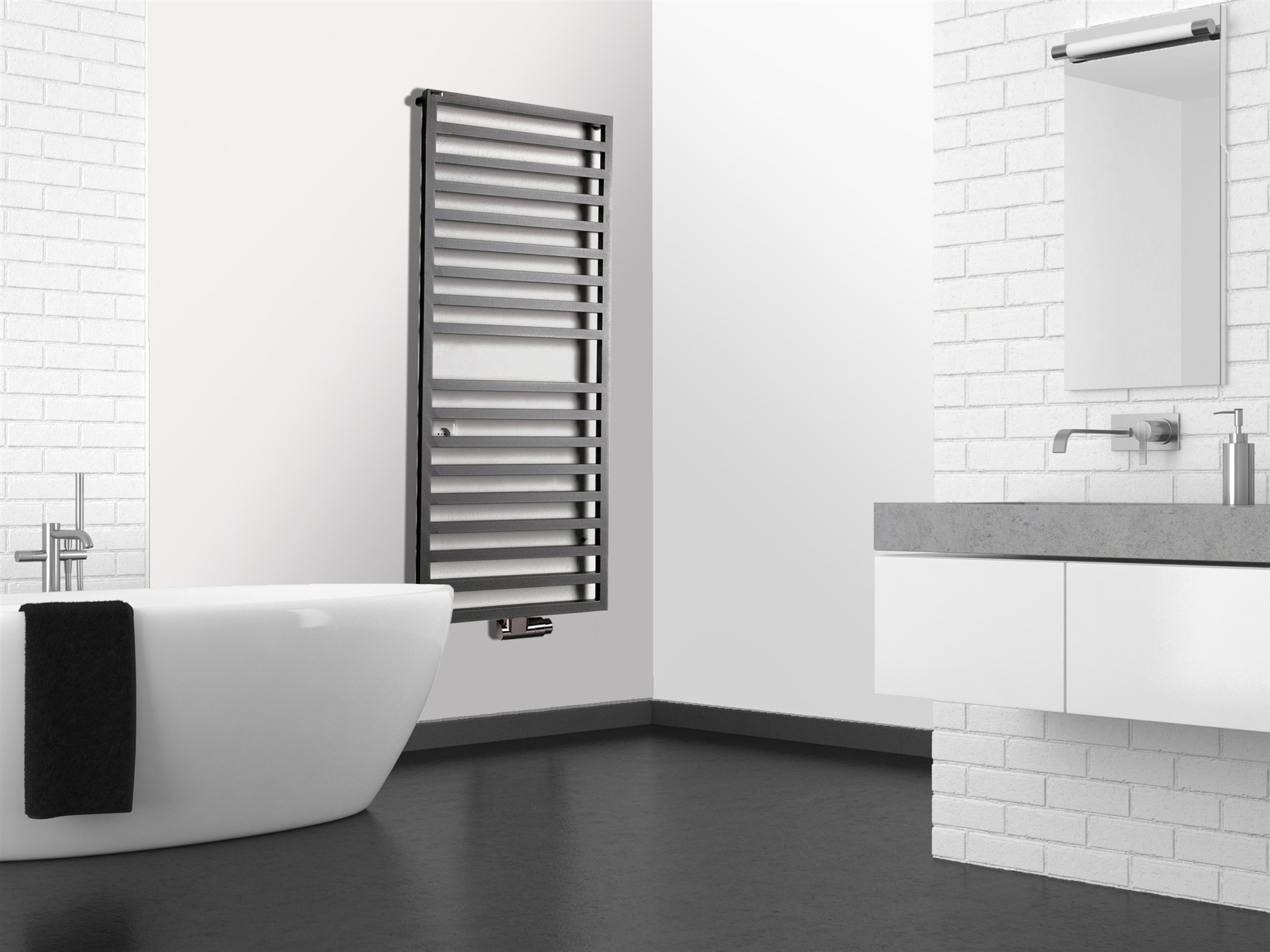 BADHEIZKÖRPER Design Square 2 147x60cm 810 Watt anthrazit moonstone SZAGATO Designheizkörper Handtuchheizkörper mit Mittelanschluss Handtuchwärmer