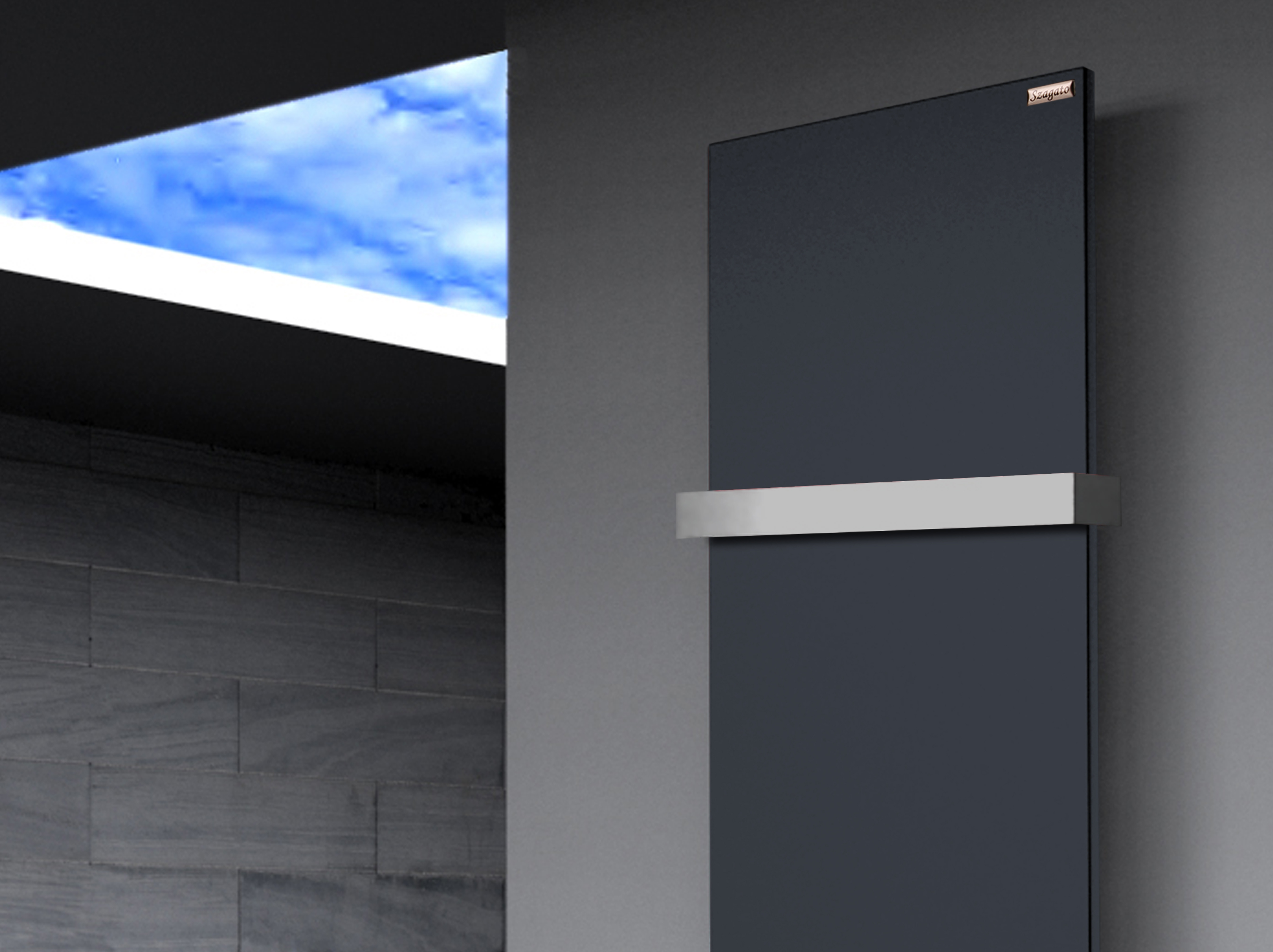 BADHEIZKÖRPER Design Mirror Steel 3 180x47cm 1118 Watt anthrazit (+1 Halter 50mm) SZAGATO Designheizkörper Handtuchheizkörper mit Mittelanschluss