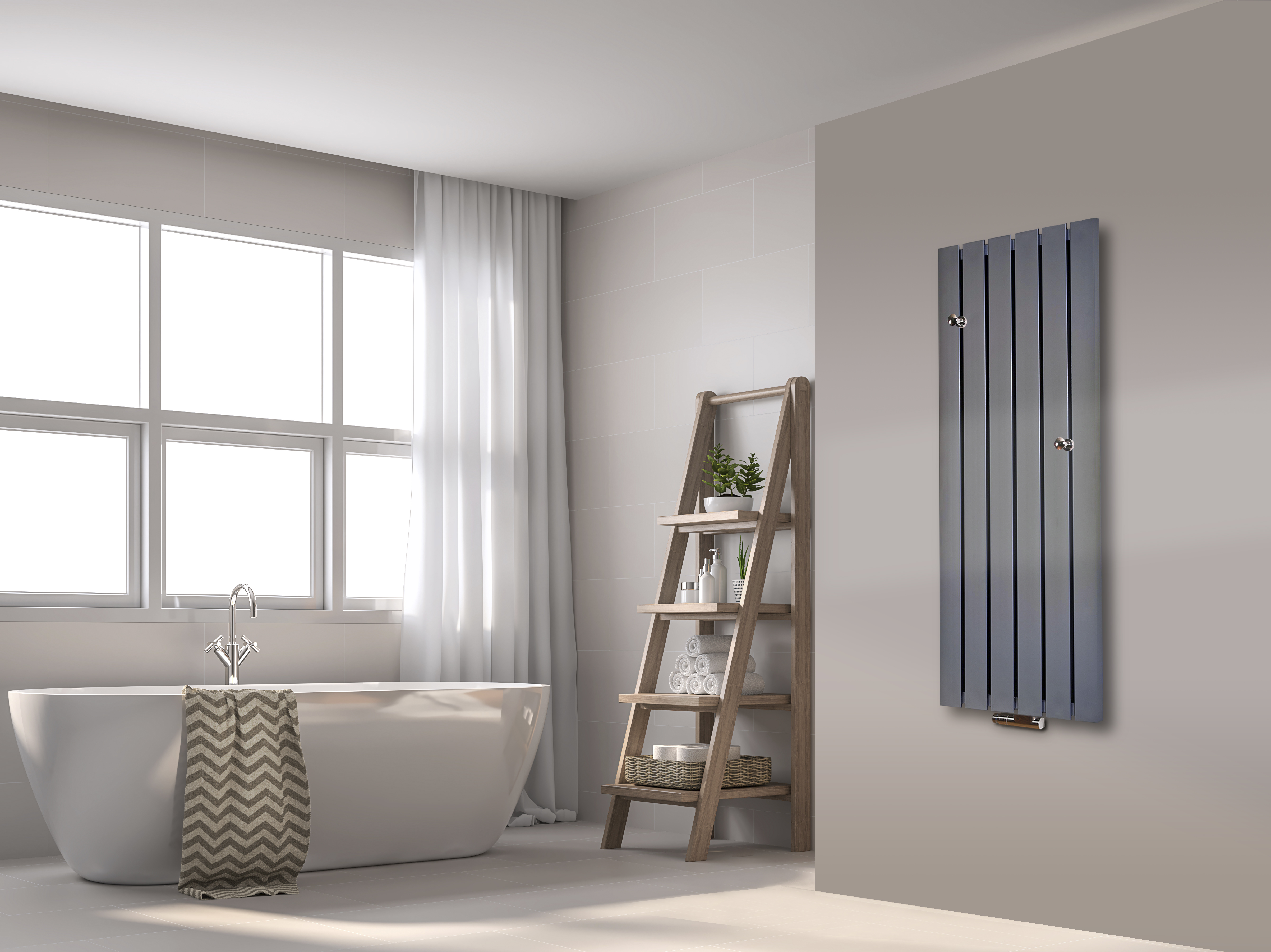 BADHEIZKÖRPER Design Peking 2 120x47cm 799 Watt Edelstahloptik (+ 2 Knopfhalter) SZAGATO Handtuchheizkörper mit Mittelanschluss Handtuchwärmer